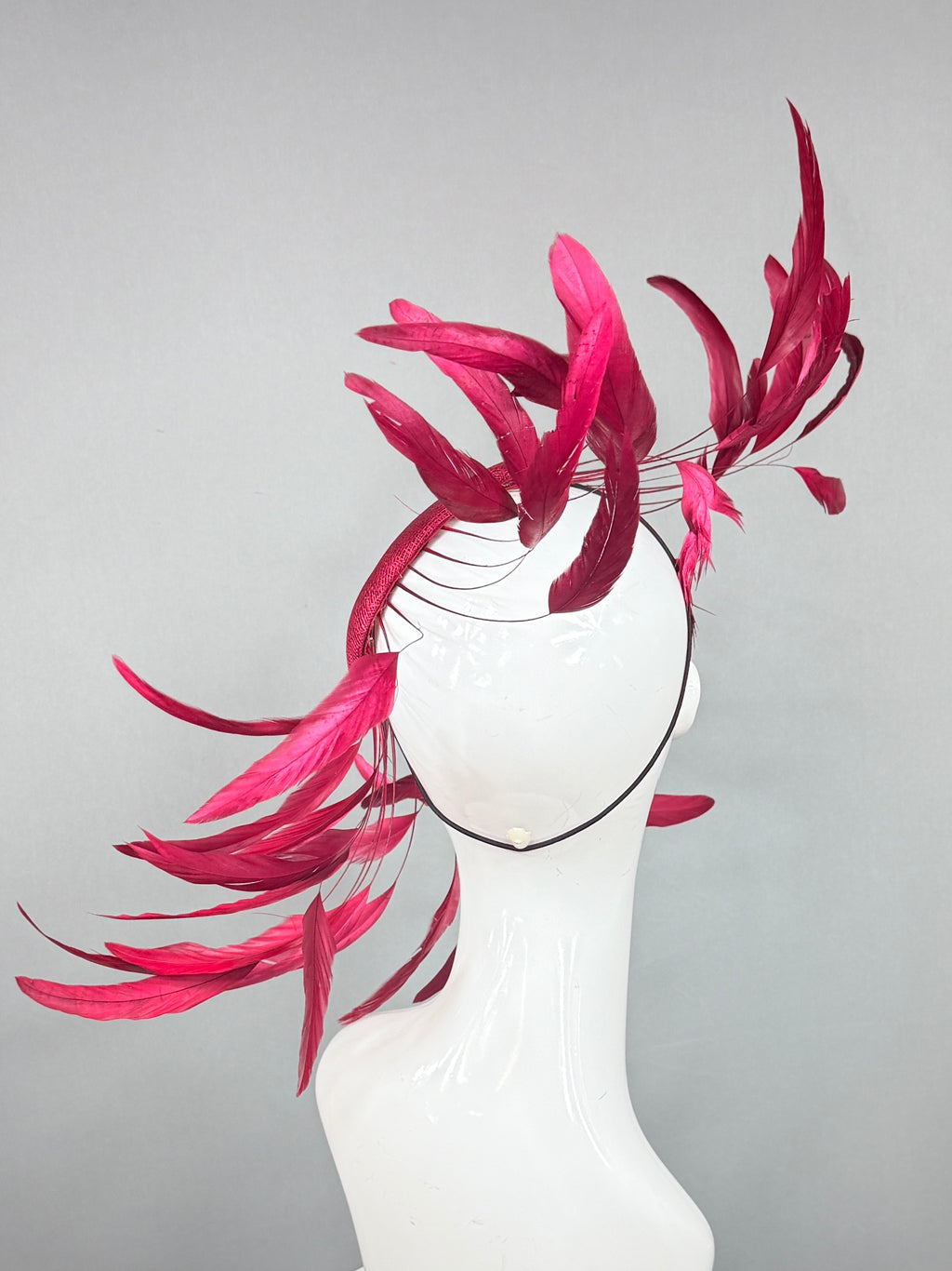 Kentucky Derby Fascinator Hat | Cranberry, wine Feather Headpiece | Derbyologie