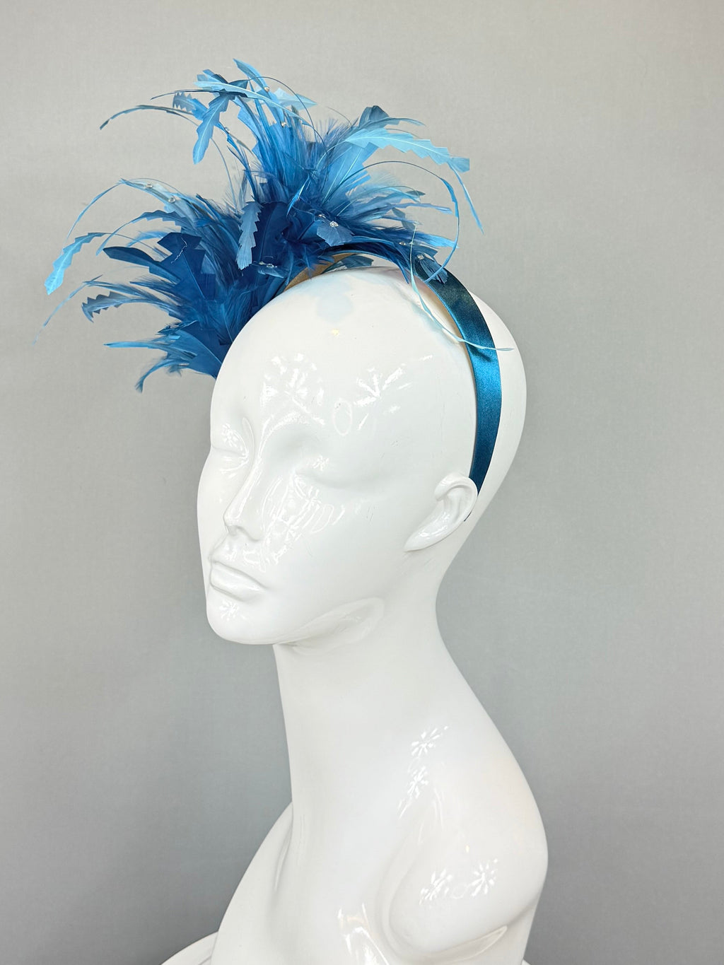 Kentucky Derby Fascinator Hat | Teal Blue Feather Headband | Derbyologie