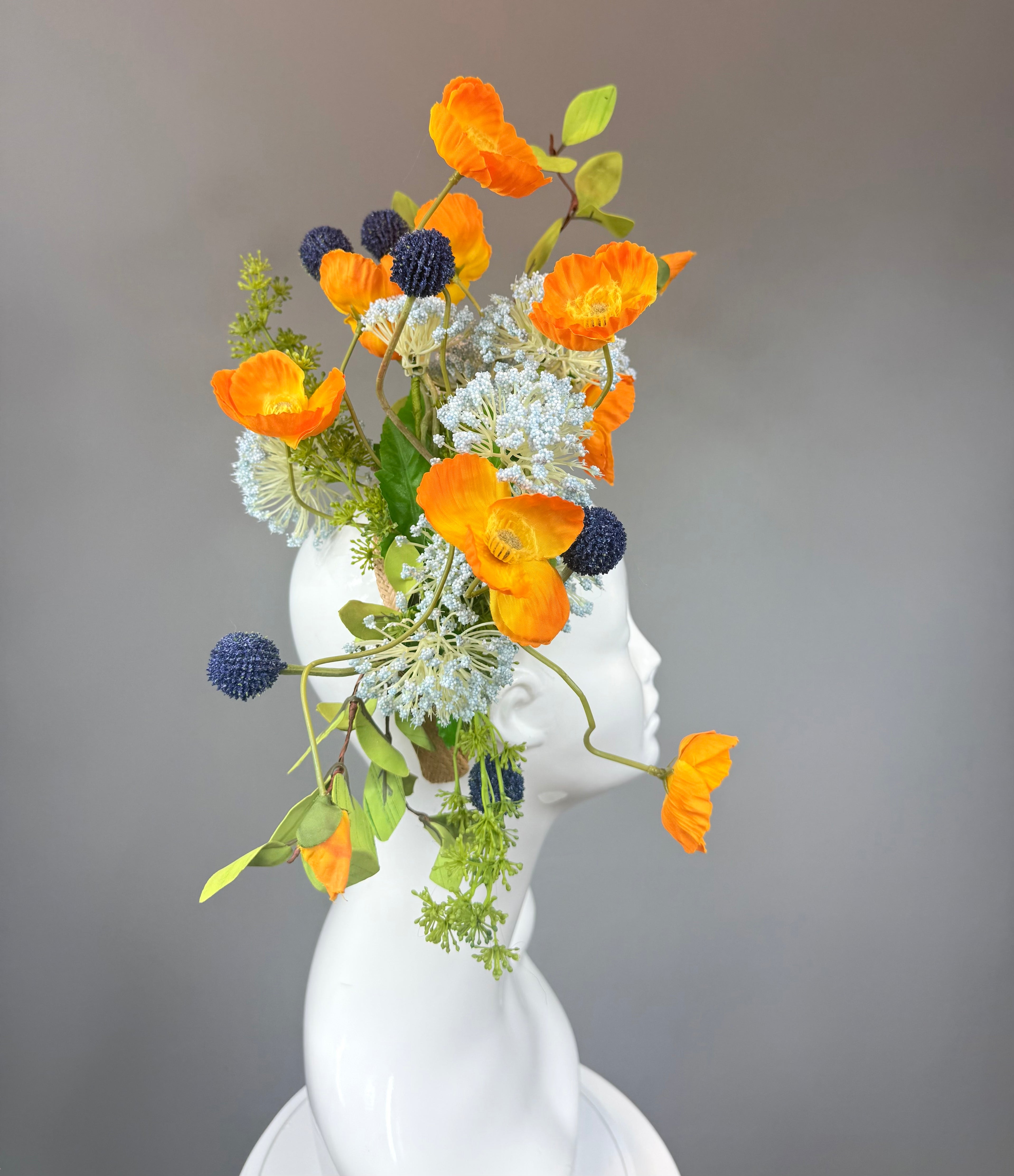 Kentucky Derby Fascinator Hat | Orange, Blue & Green Hat | Derbyologie
