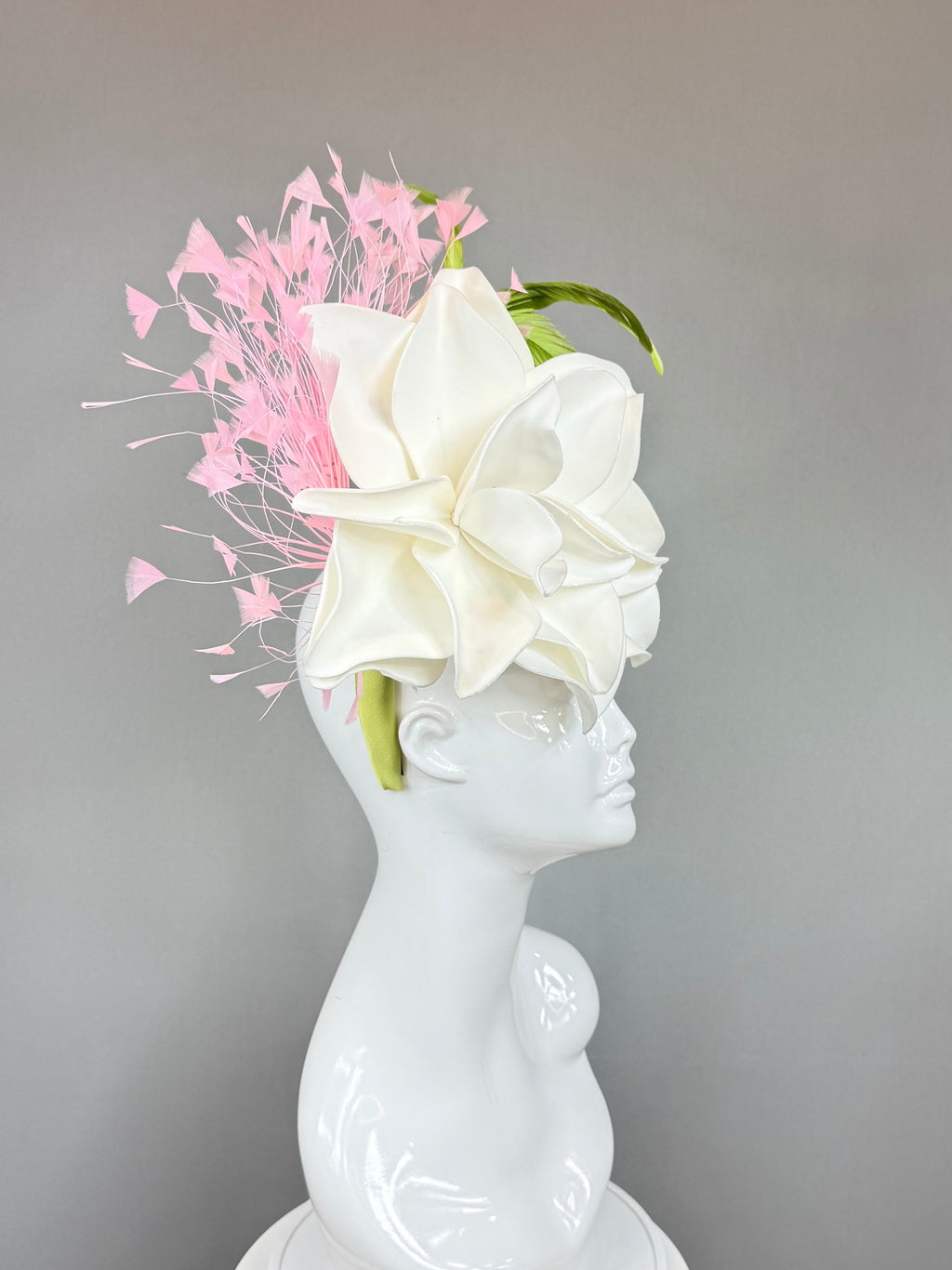 Kentucky Derby Fascinator Hat | White and Pink Flower Hat | Derbyologie