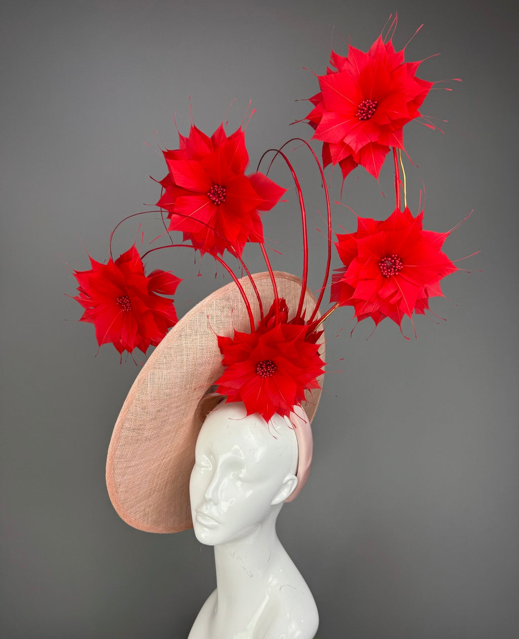 Kentucky Derby Fascinator Hat | Red and Pink Headpiece | Derbyologie