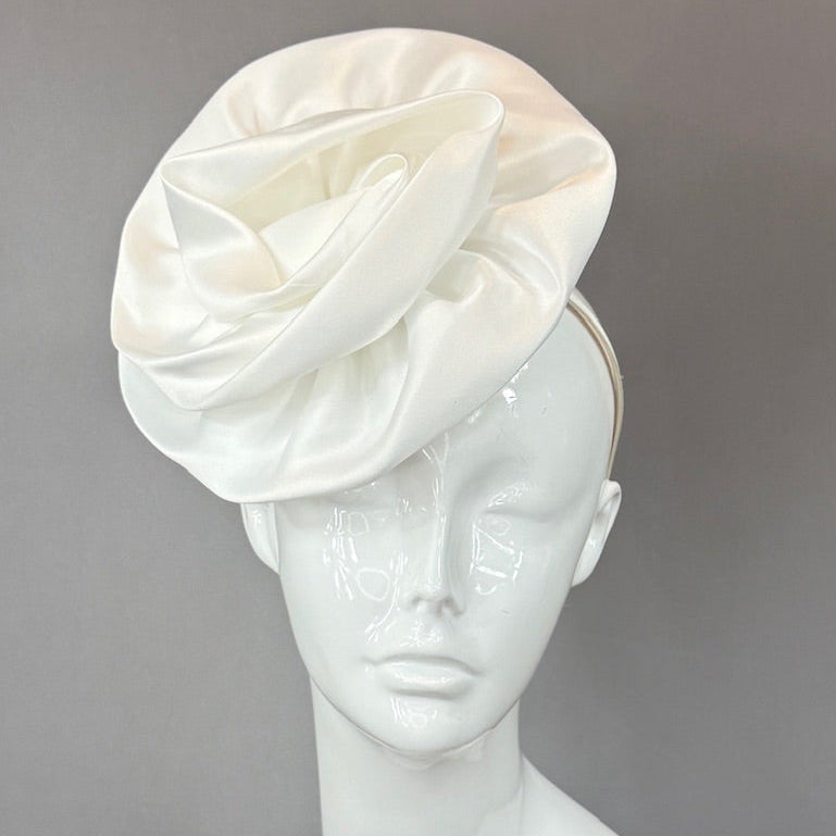 Kentucky Derby Fascinator Hat |  White fabric rose Headpiece | Derbyologie