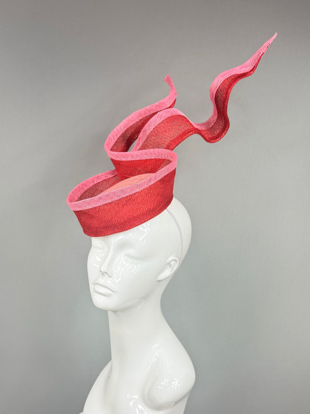 Kentucky Derby Fascinator Hat | Red and pink sinamay Fascinator Hat | Derbyologie