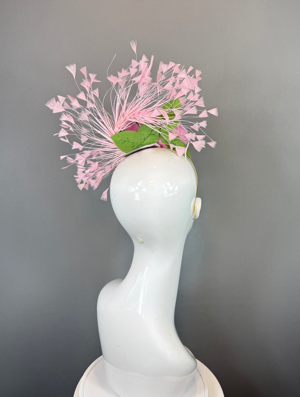 Kentucky Derby Fascinator Hat | Pink Rose Feather Headpiece | Derbyologie