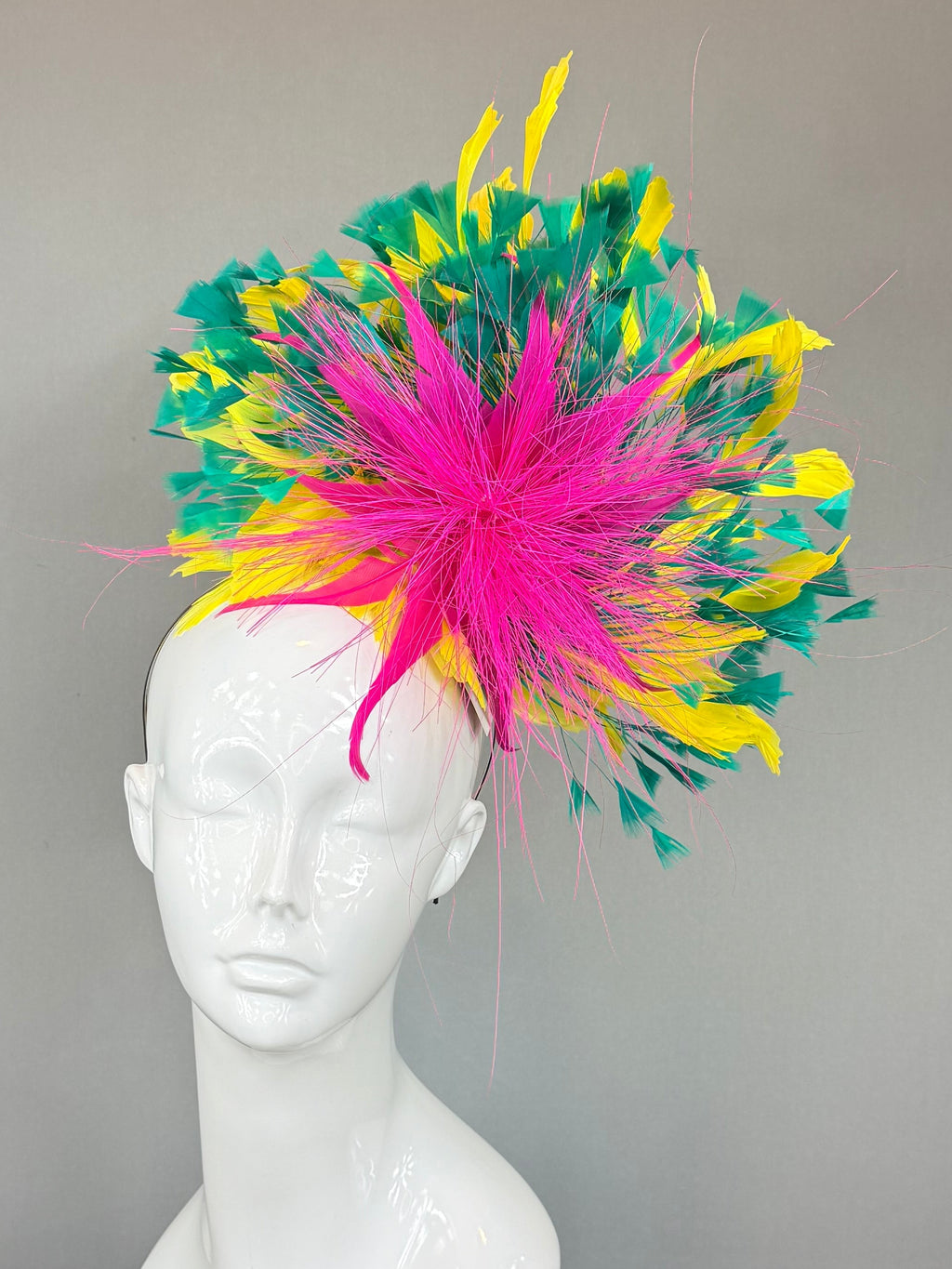 Pink, green and yellow Derby Fascinator, Kentucky Derby Hat Alternative, Kentucky derby hat (GOLD LINE)