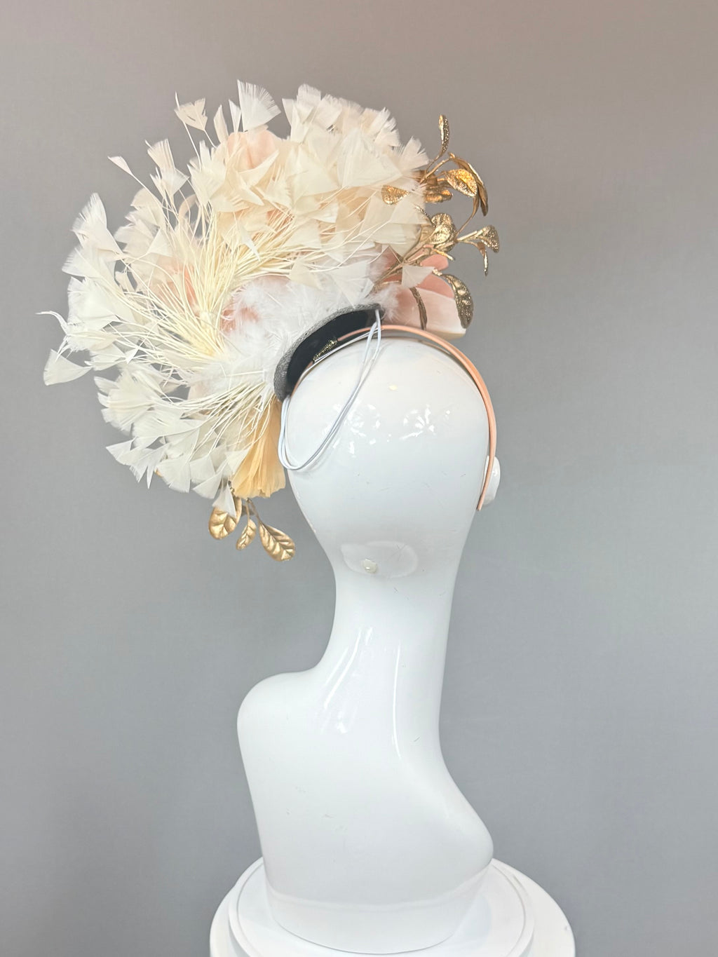 Kentucky Derby Fascinator Hat | Blush pink and gold Headpiece | Derbyologie