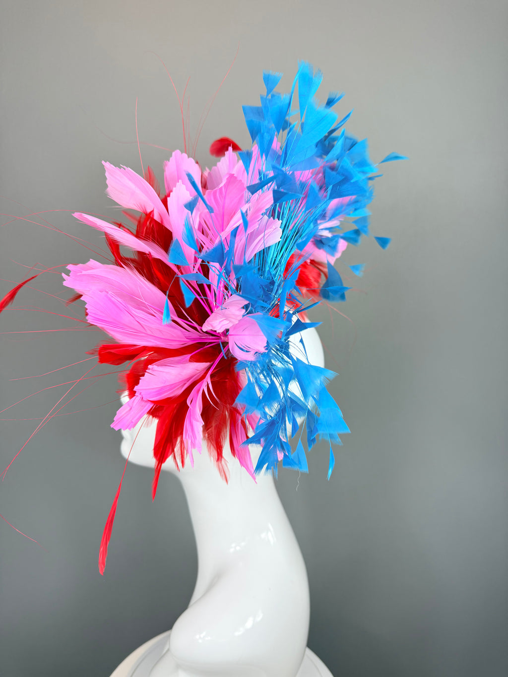 Kentucky Derby Fascinator Hat | Red, Pink and Blue Headpiece | Derbyologie