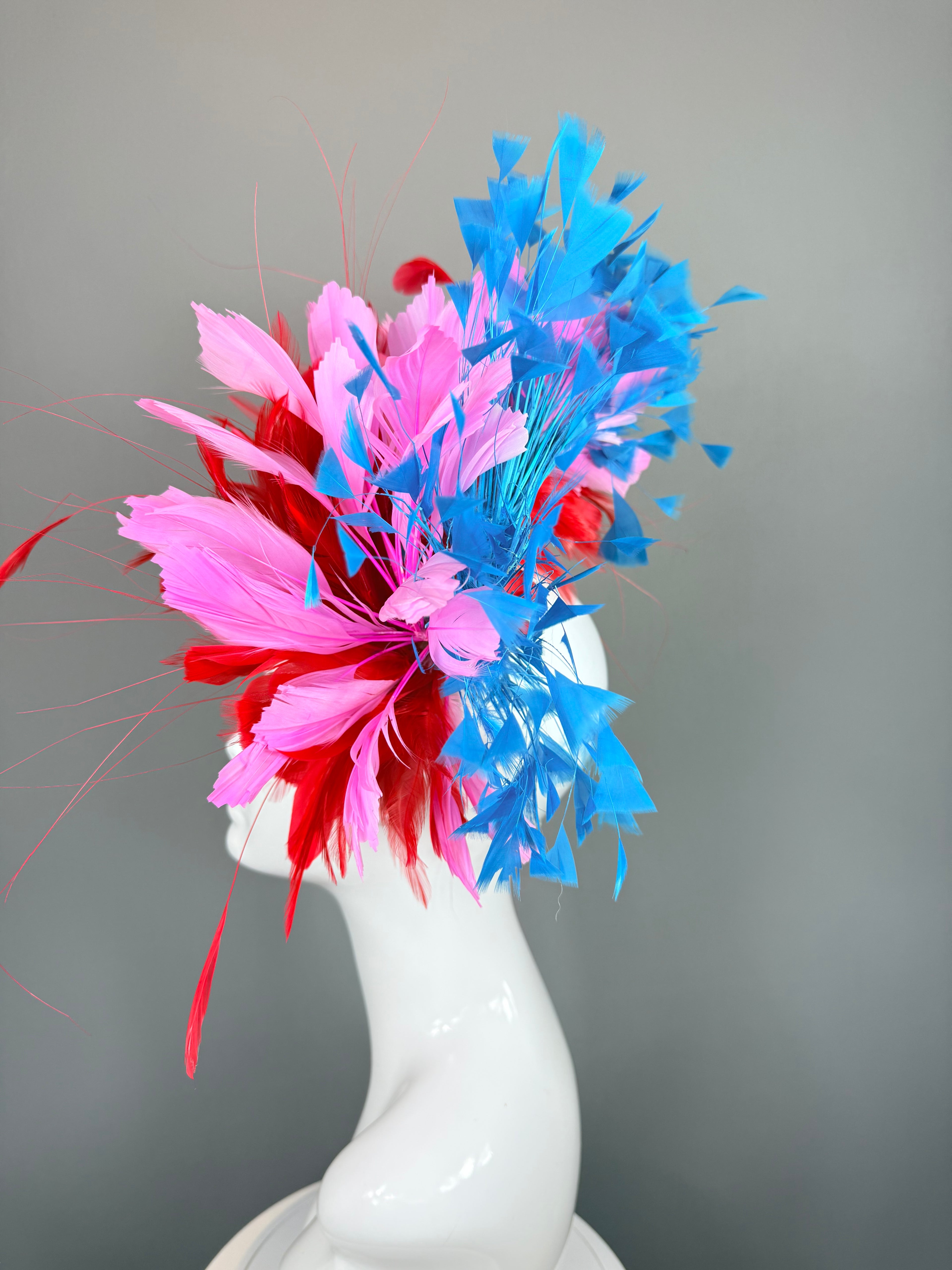Kentucky Derby Fascinator Hat | Red, Pink and Blue Headpiece | Derbyologie