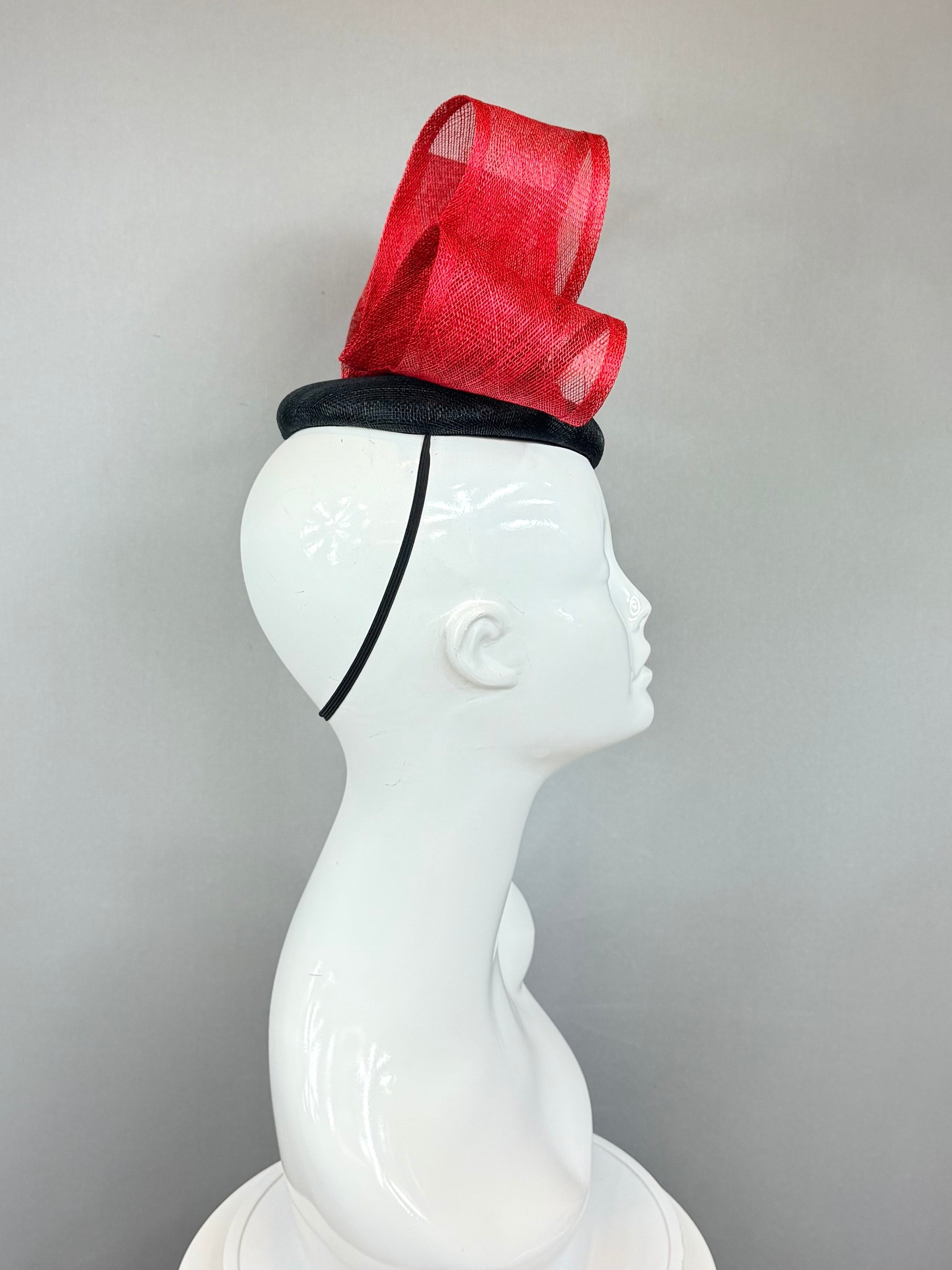 Kentucky Derby Fascinator Hat |  Red and Black Hat | Derbyologie