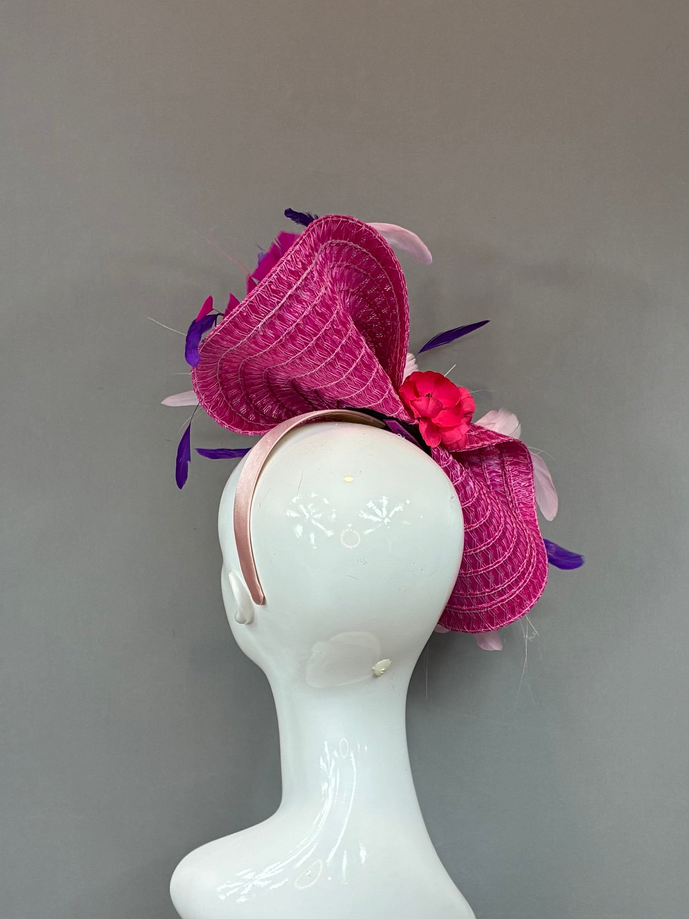 Kentucky Derby Fascinator Hat |pink and purple feather Headband Hat | Derbyologie