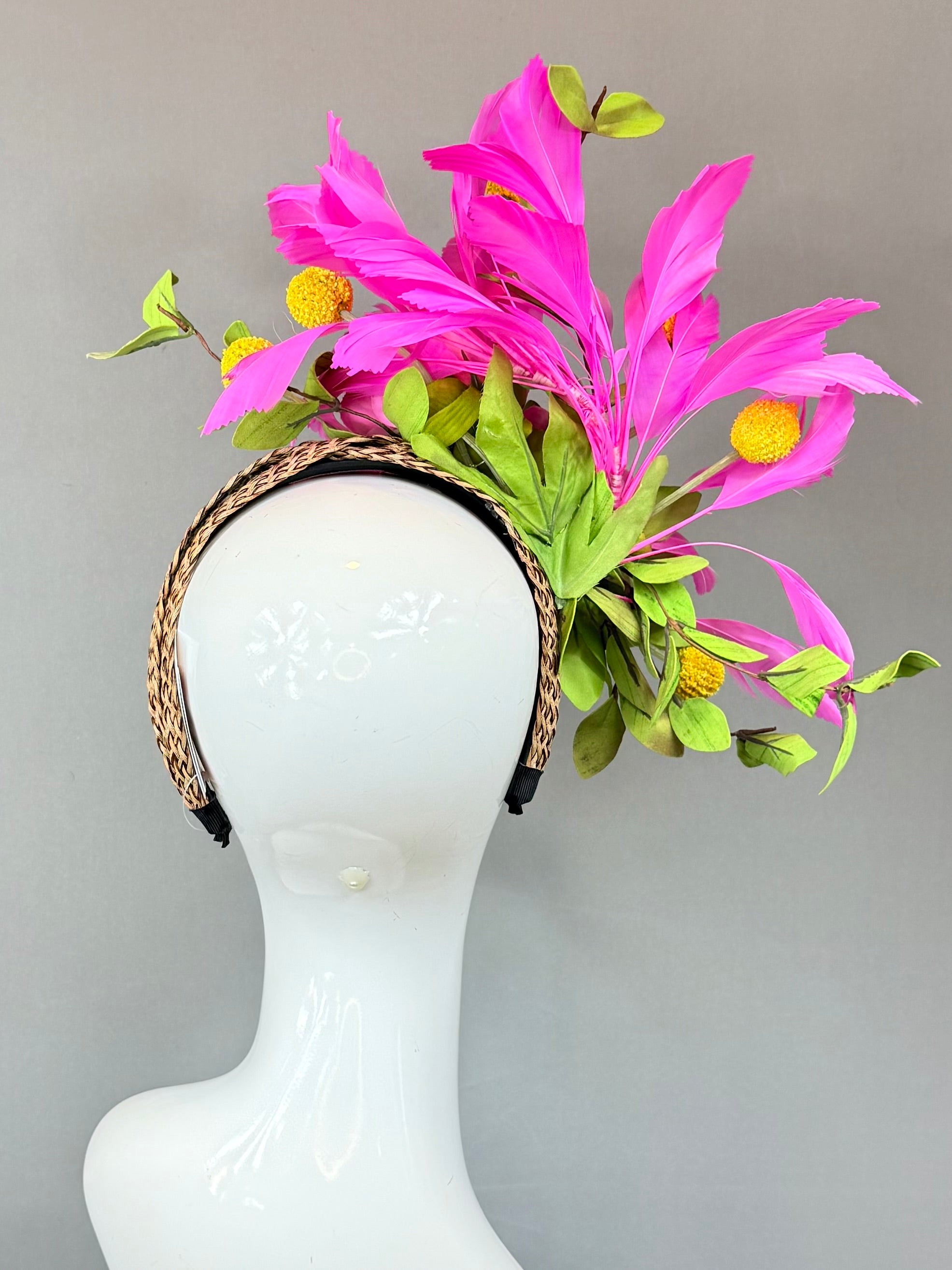 Kentucky Derby Fascinator Hat | Pink, Green, and Yellow Flower Hat | Derbyologie