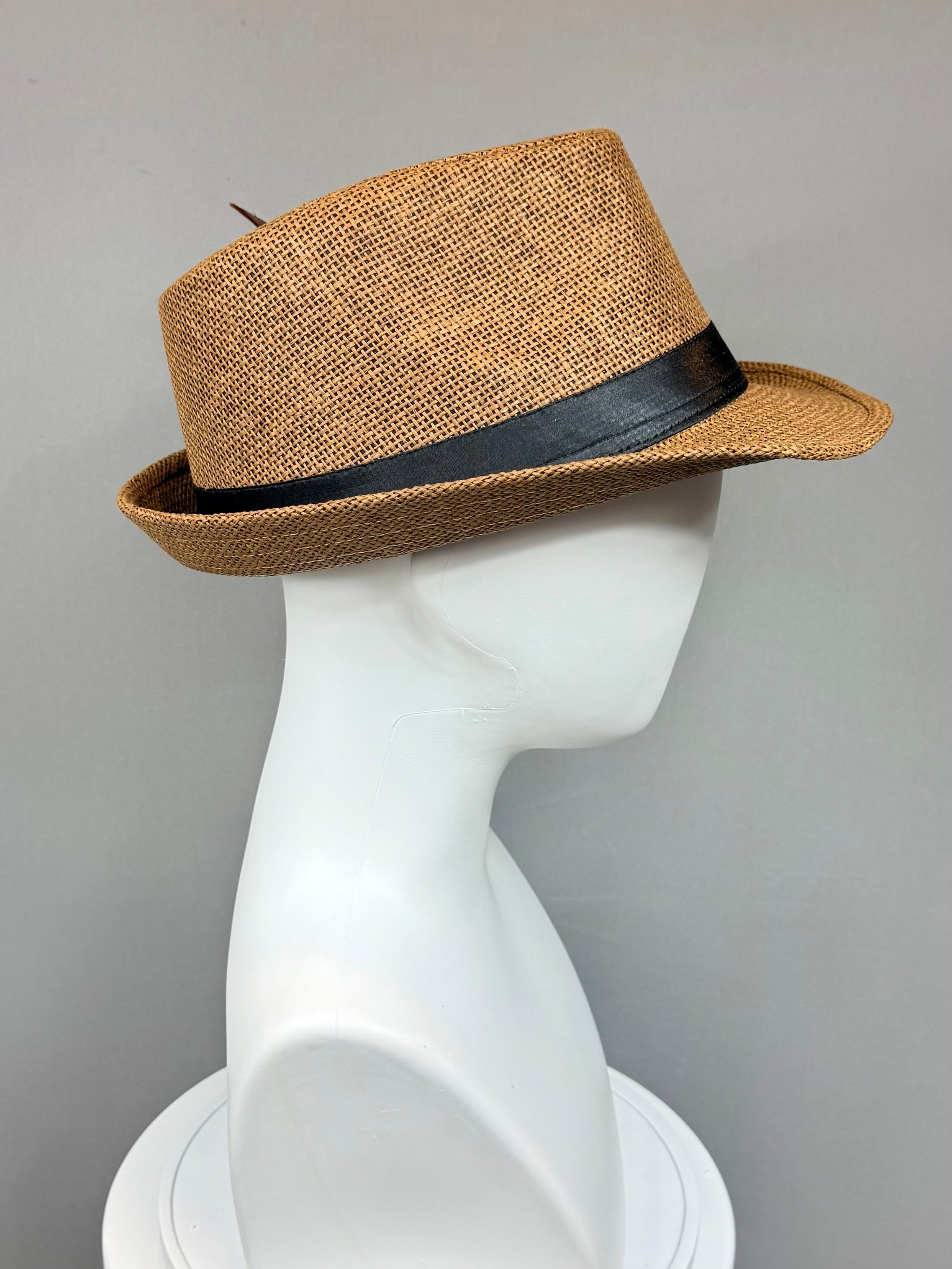Kentucky Derby Men’s Hat | Brown Straw Fedora, Green Feather Hat| Derbyologie