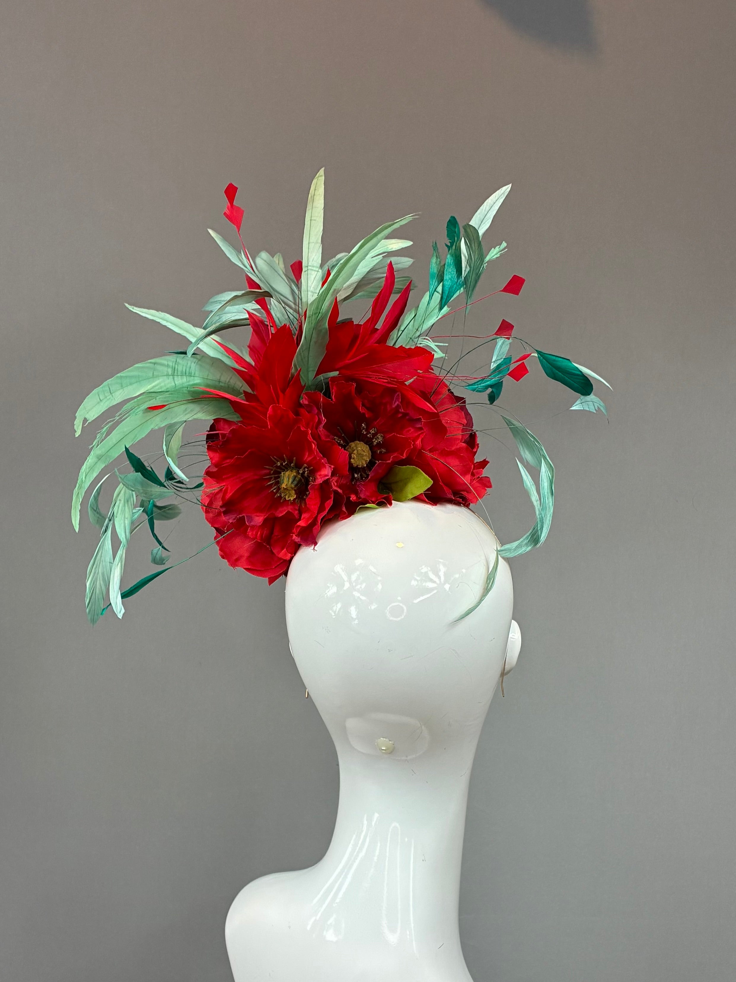 Kentucky Derby Fascinator Hat | Mint and red Headband Hat | Derbyologie