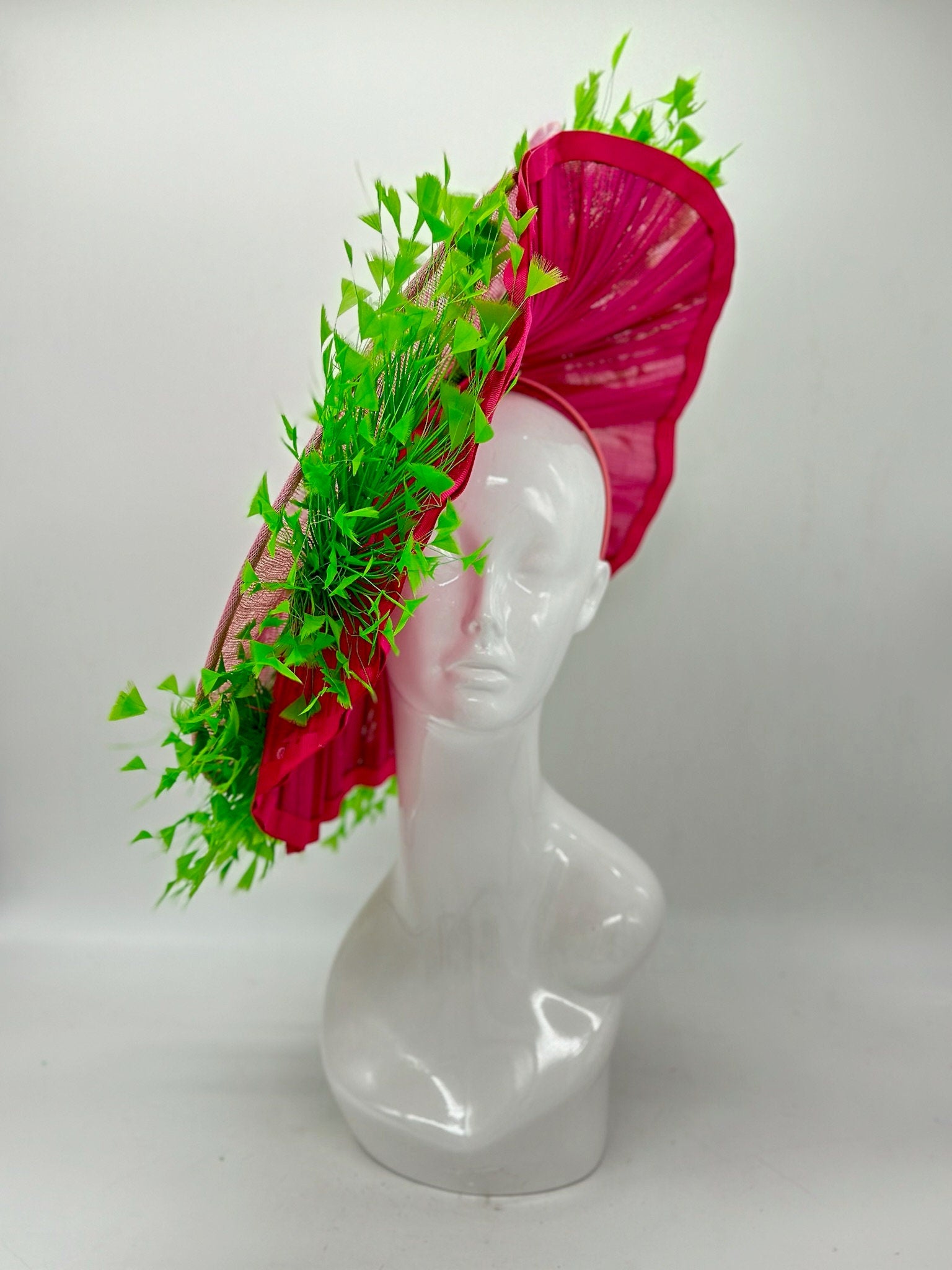 Light pink and green Derby Fascinator, Kentucky Derby Hat Alternative, Kentucky derby hat, (PLATINUM LINE)