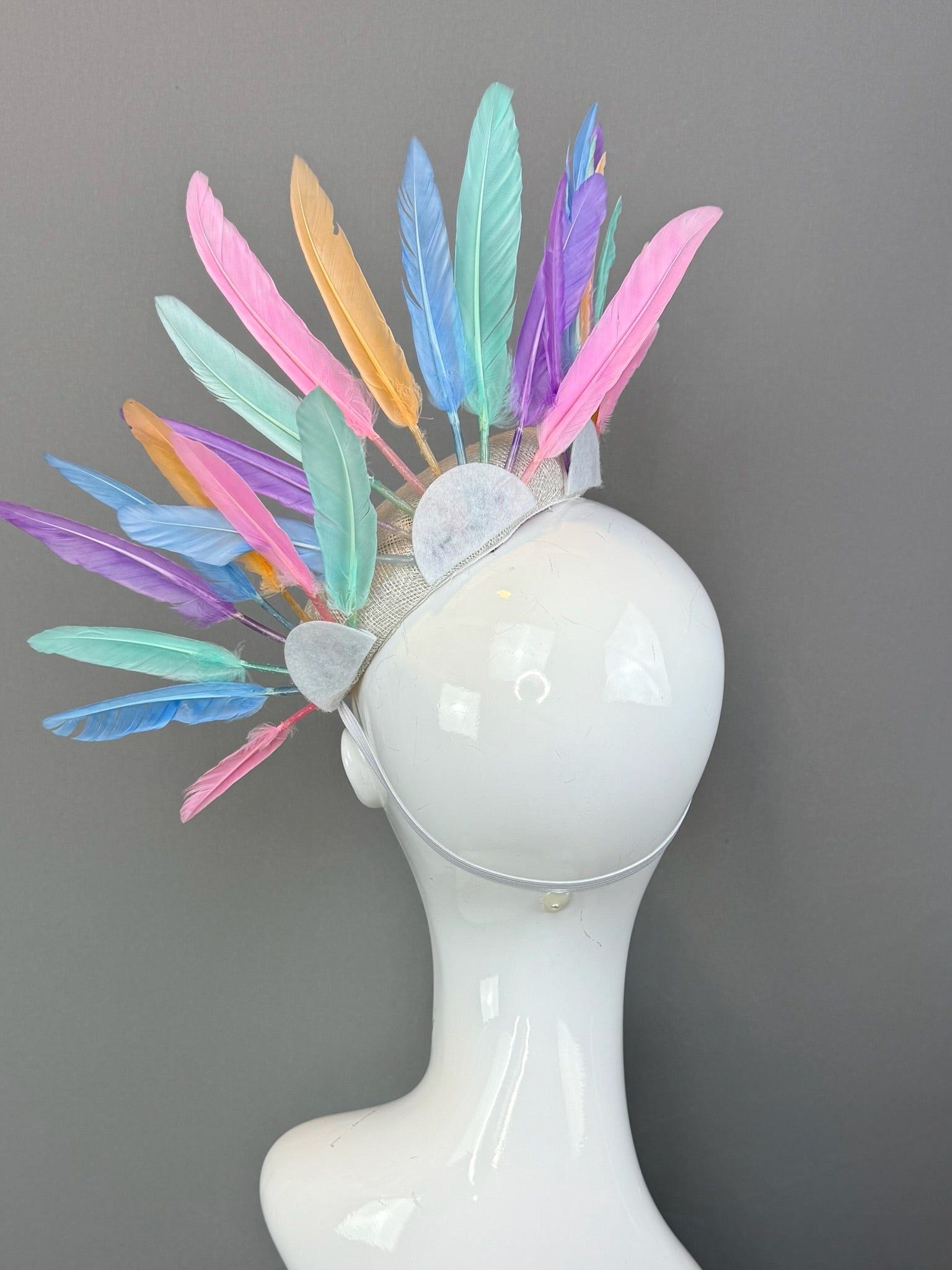 Multicolored Kentucky Derby fascinator, Derby Hat Alternative (SILVER LINE)
