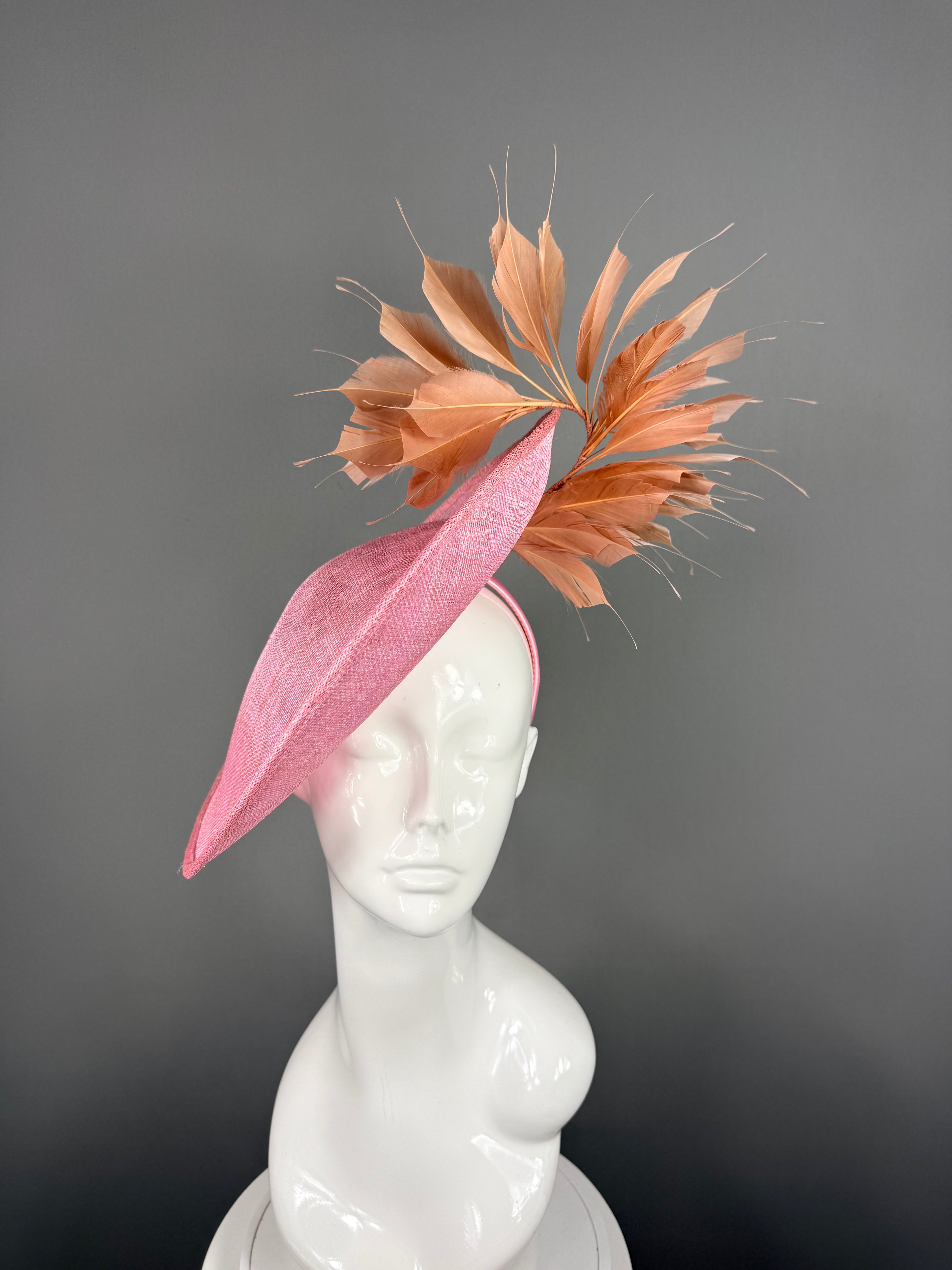 Kentucky Derby Fascinator Hat | Pink and white  Headpiece | Derbyologie