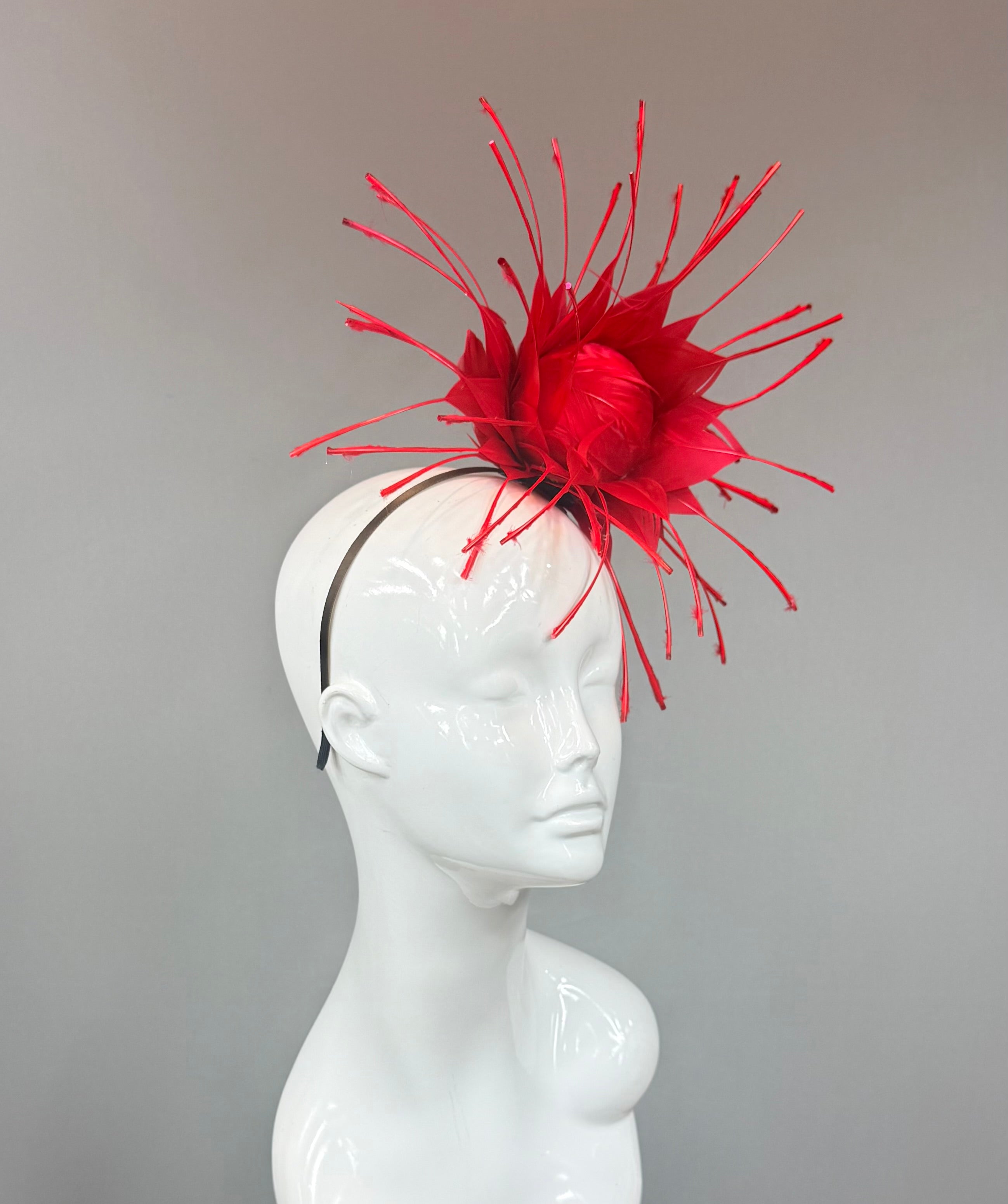 Kentucky Derby Fascinator Hat | Red Feather Hat | Derbyologie