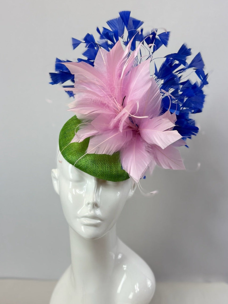 Green, Pink and Blue Kentucky Derby fascinator, Derby Hat Alternative (GOLD LINE)