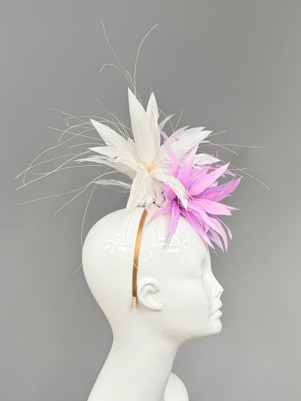 Kentucky Derby Fascinator Hat | White and light purple Headband Hat | Derbyologie