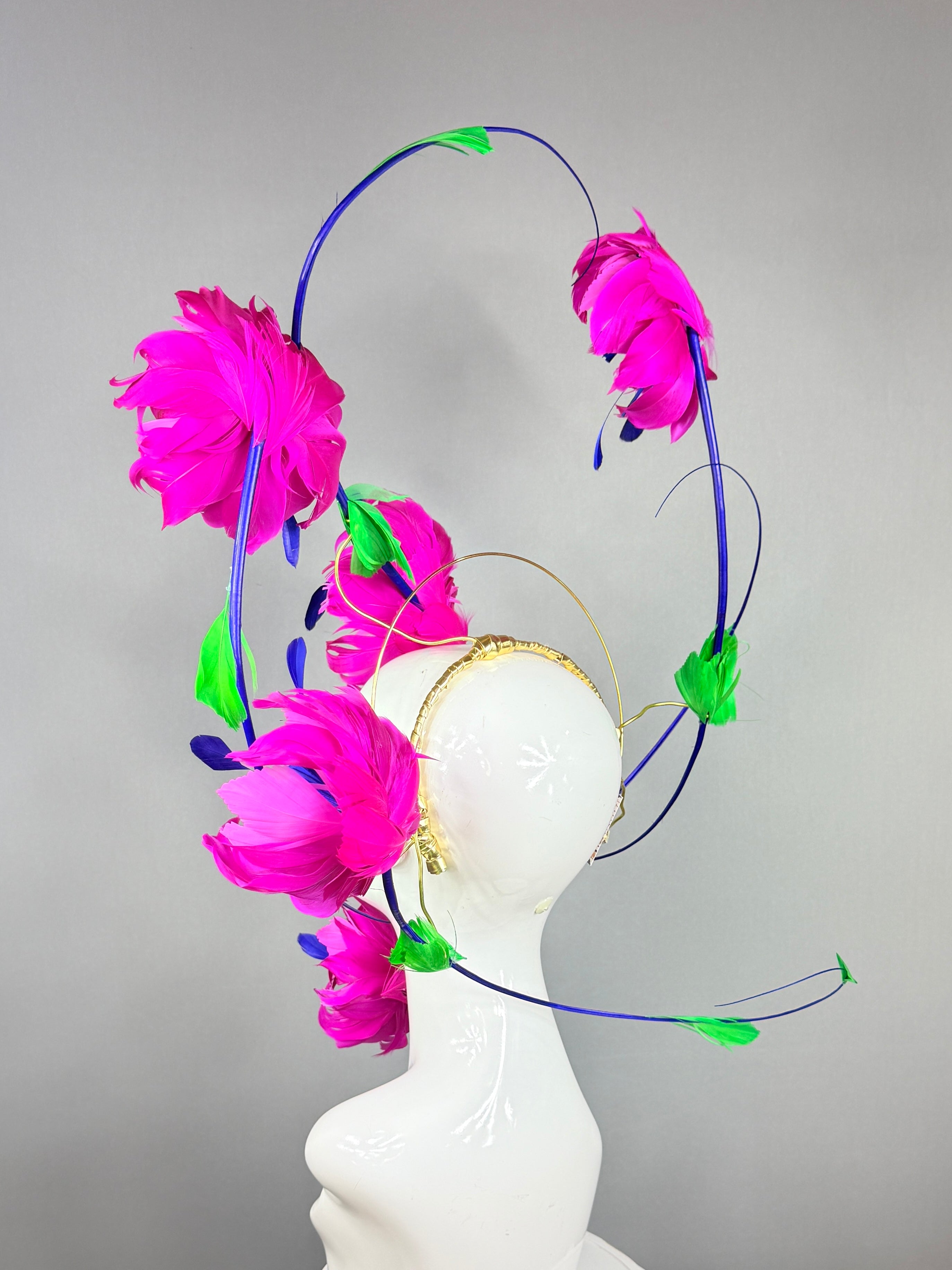 Kentucky Derby Fascinator Hat | Pink, Blue & Green Headband Hat | Derbyologie