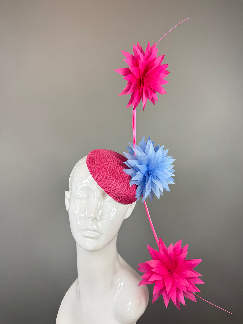 Kentucky Derby Fascinator Hat | Pink, and Blue Flower Hat | Derbyologie