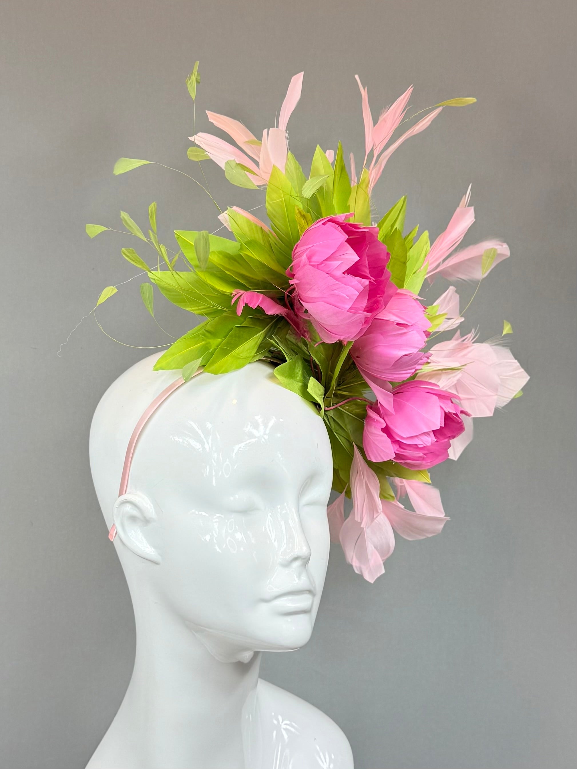 Kentucky Derby Fascinator Hat | Pink and green Headband Hat | Derbyologie