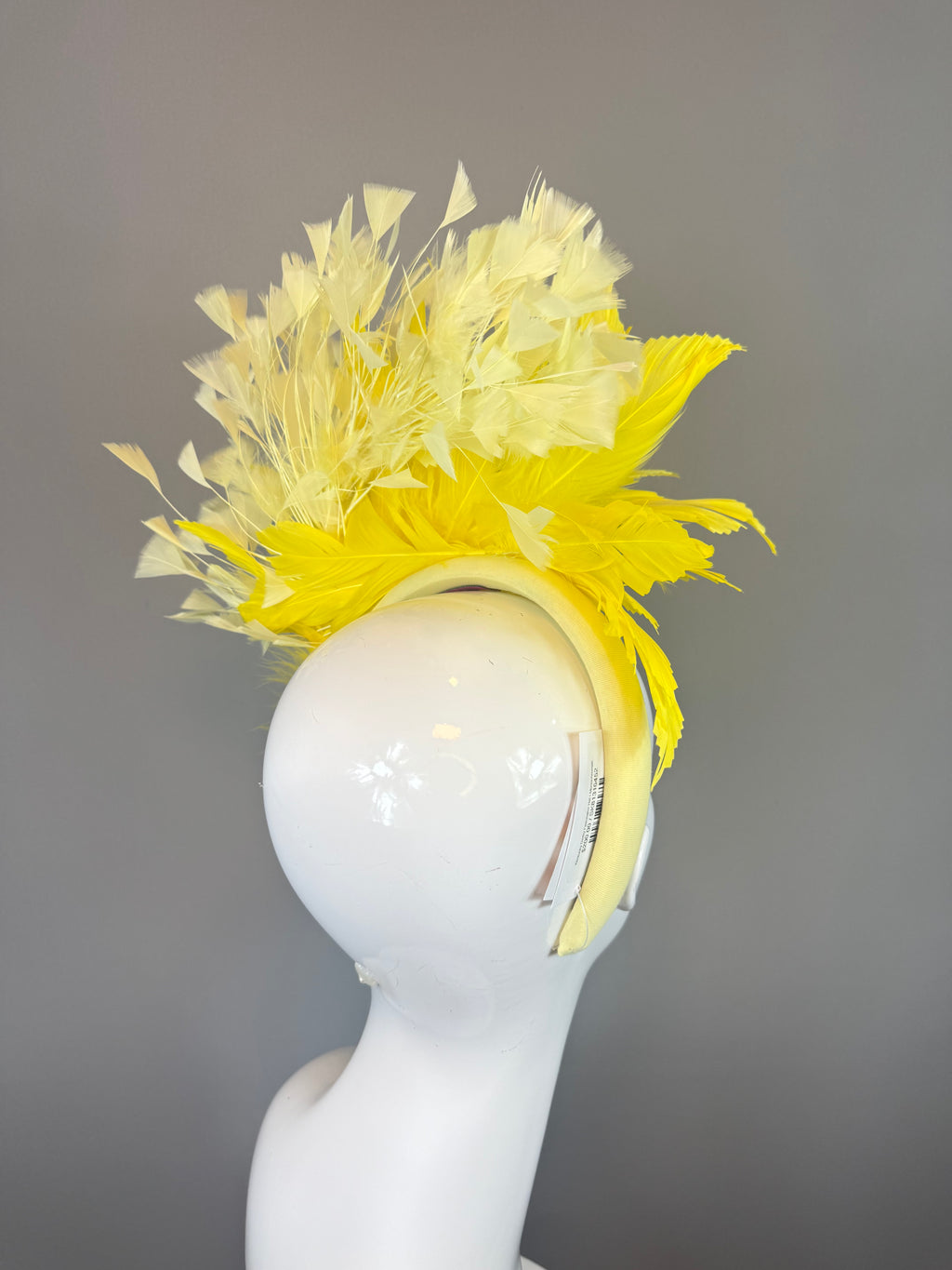 Kentucky Derby Fascinator Hat | Monochromatic Yellow Feather Headpiece | Derbyologie