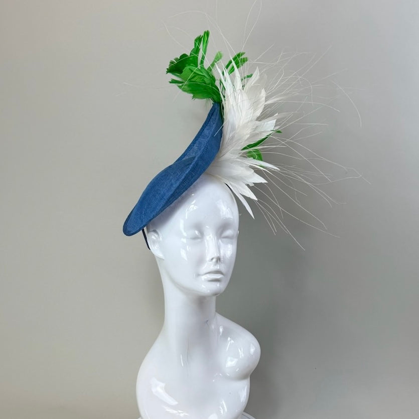 Blue, Green and White Kentucky Derby fascinator, Derby Hat Alternative