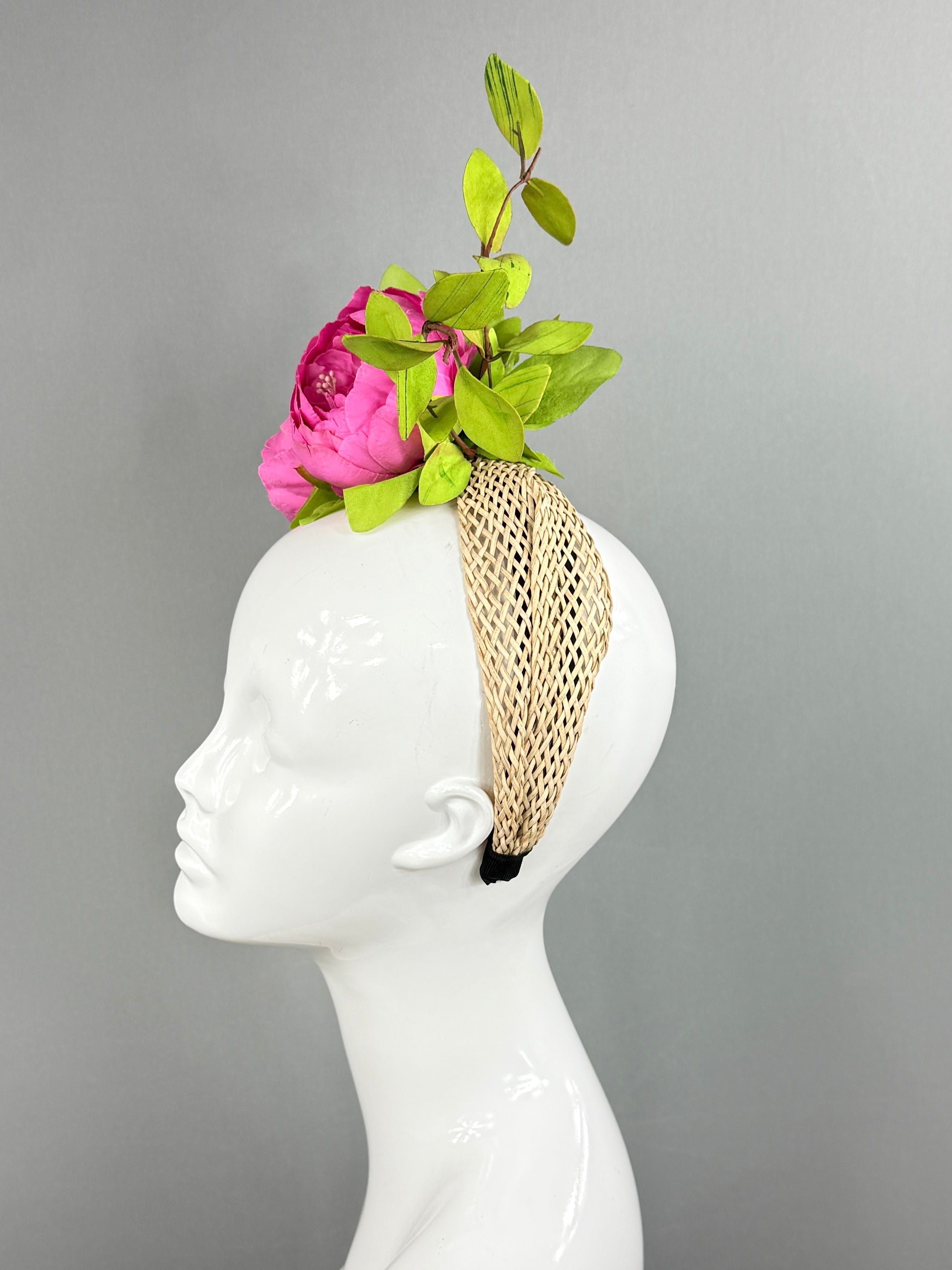 Kentucky Derby Fascinator Hat | Pink and green Headpiece | Derbyologie
