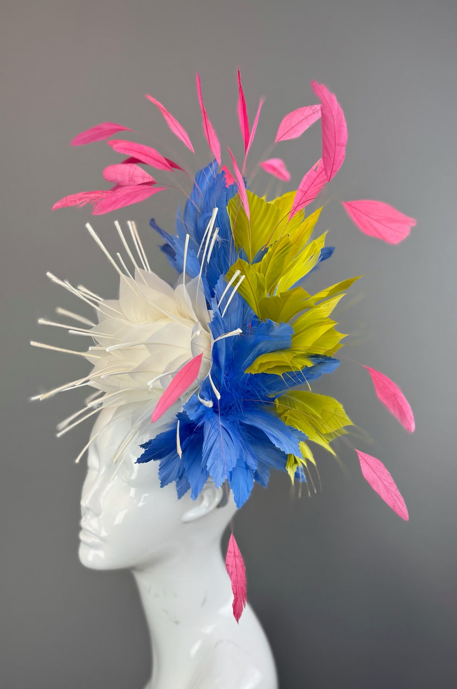 White, Blue and Green Kentucky Derby fascinator, Derby Hat Alternative