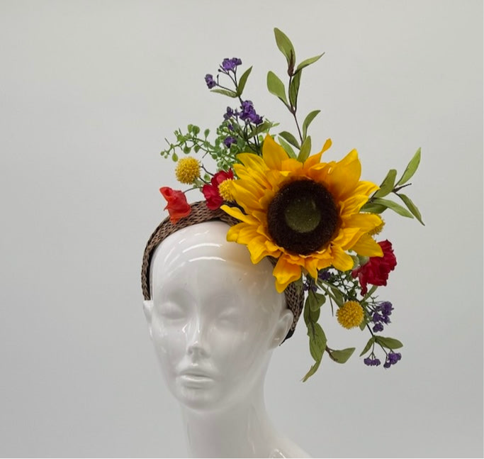 Yellow, Red and Green Kentucky Derby fascinator, Derby Hat Alternative