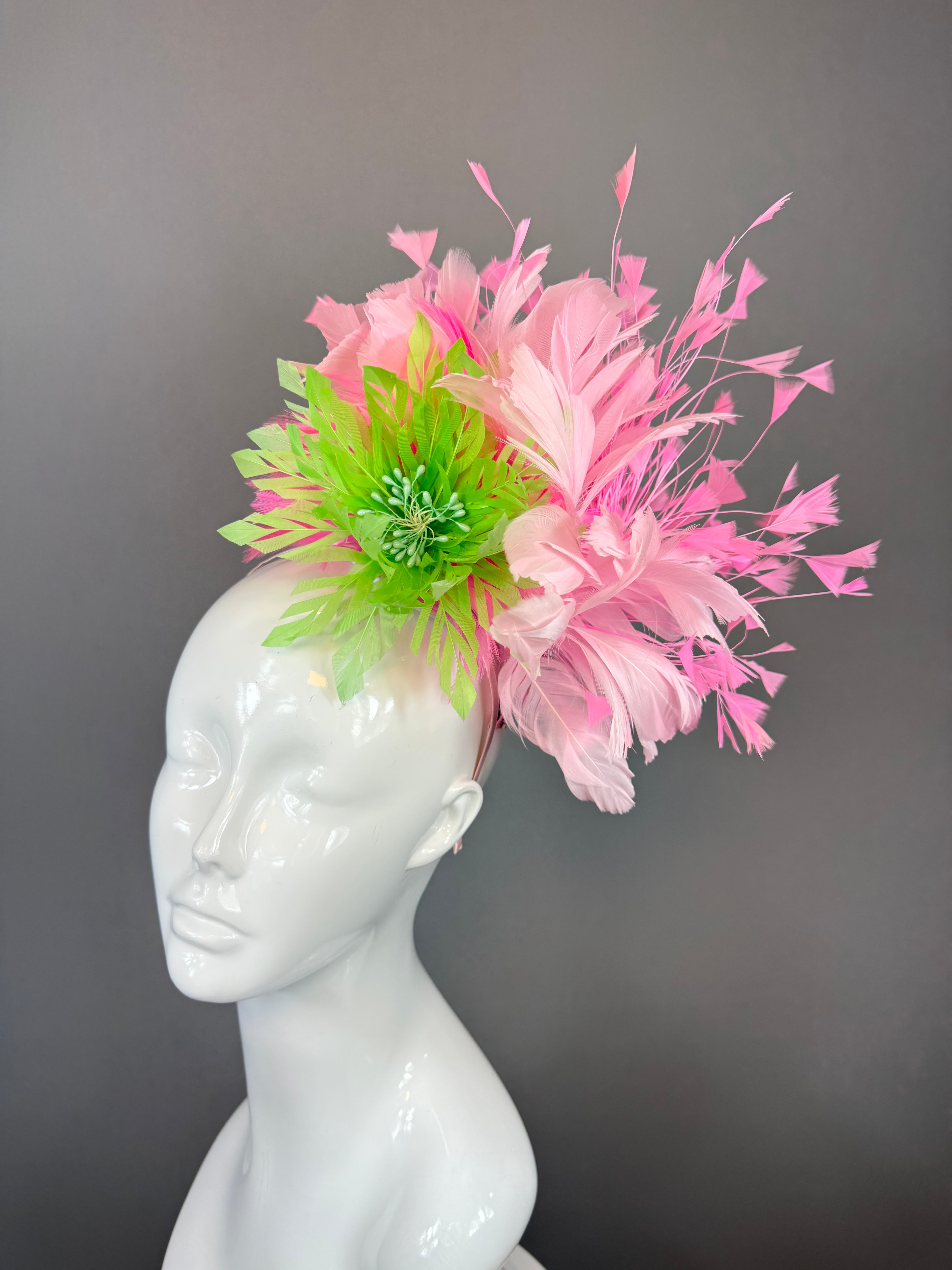 Lime Green, Hot Pink and Light Pink Derby Fascinator, Kentucky Derby Hat Alternative, Kentucky derby hat (GOLD LINE)