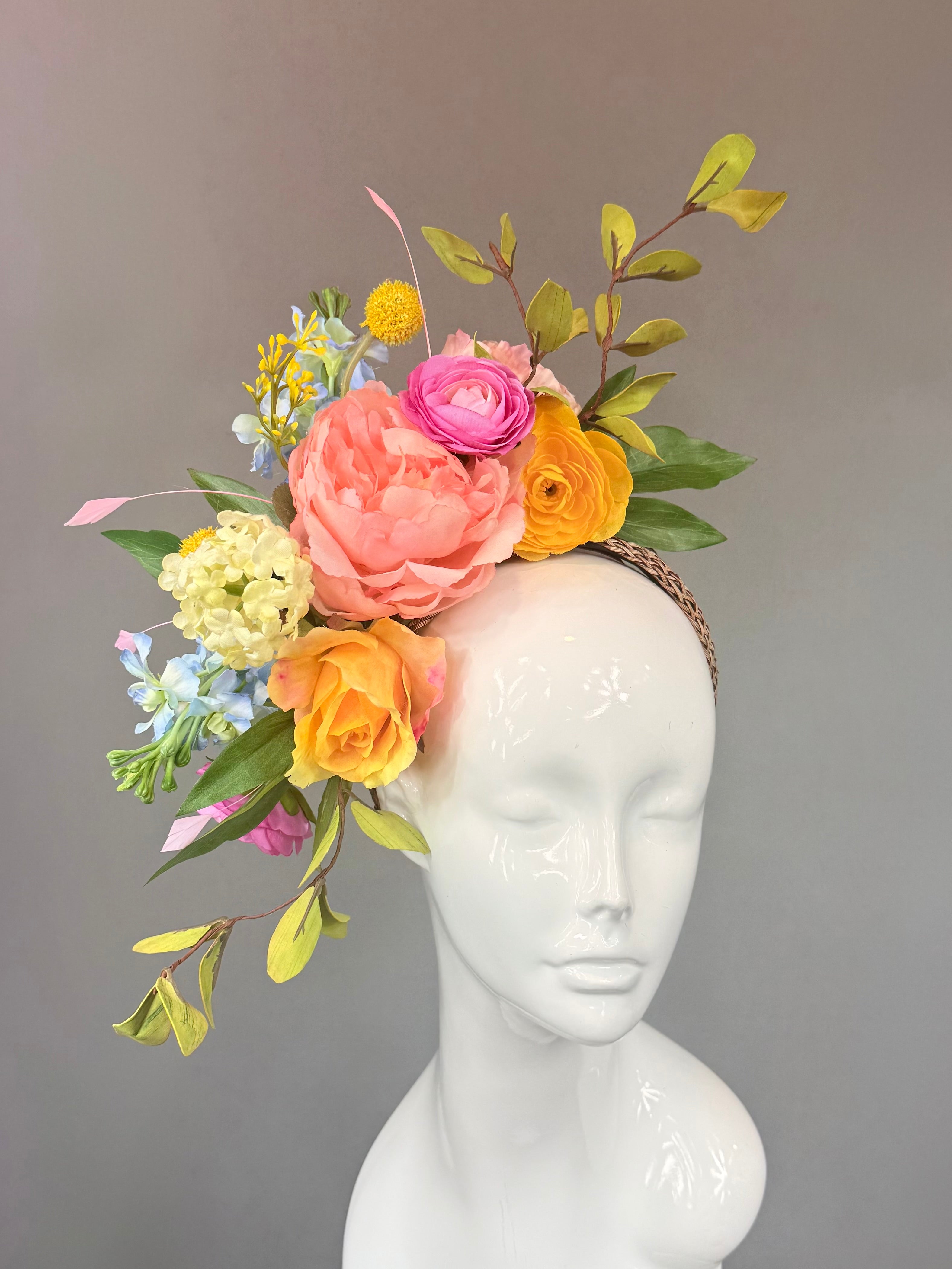 Kentucky Derby Fascinator Hat | Pink, Blue, Green, Yellow Hat | Derbyologie