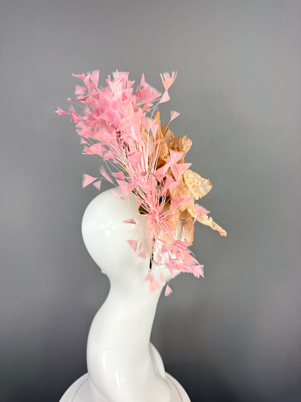 Kentucky Derby Fascinator Hat | Pink & Beige Flower Headpiece | Derbyologie