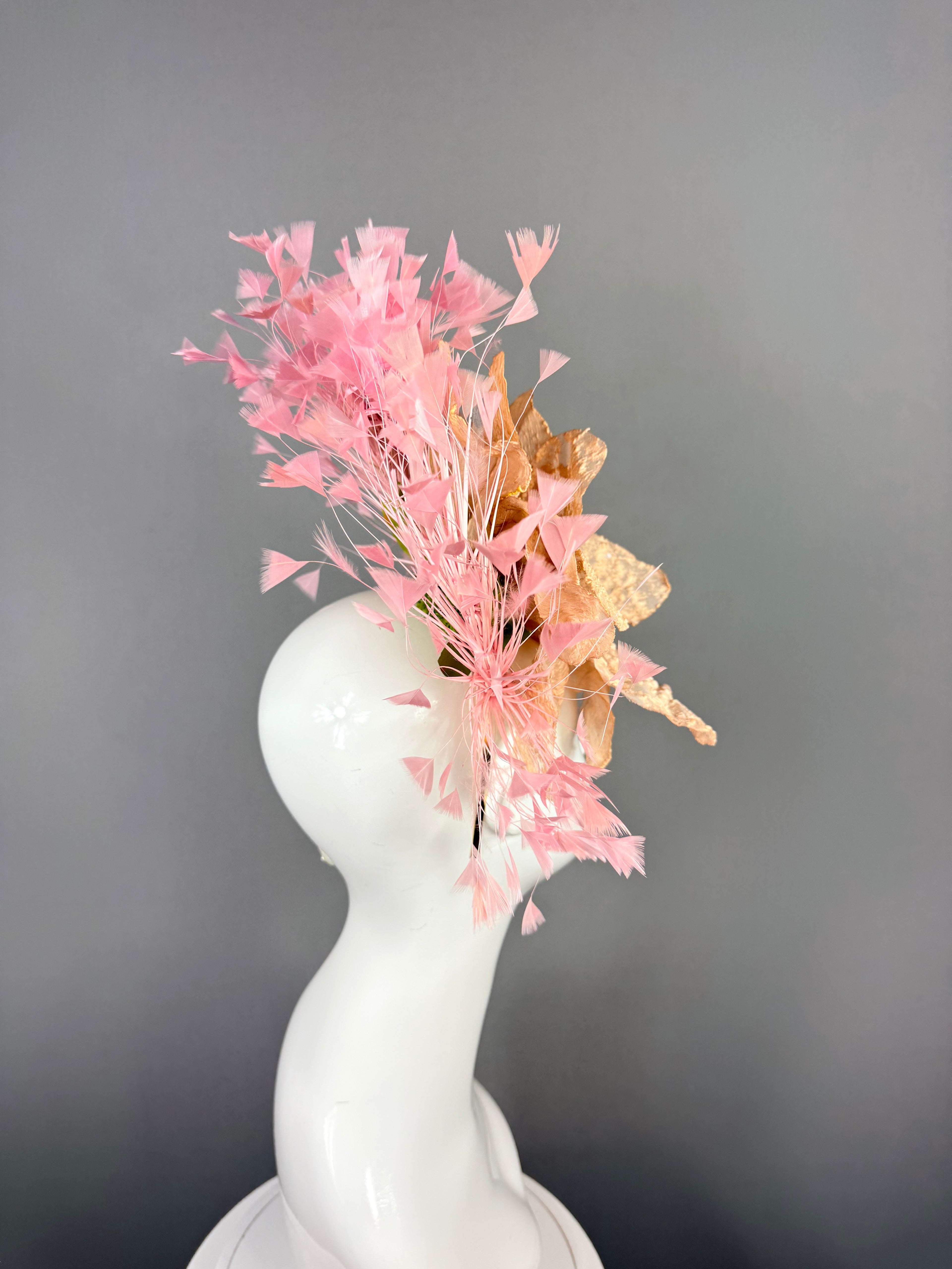 Kentucky Derby Fascinator Hat | Pink & Beige Flower Headpiece | Derbyologie