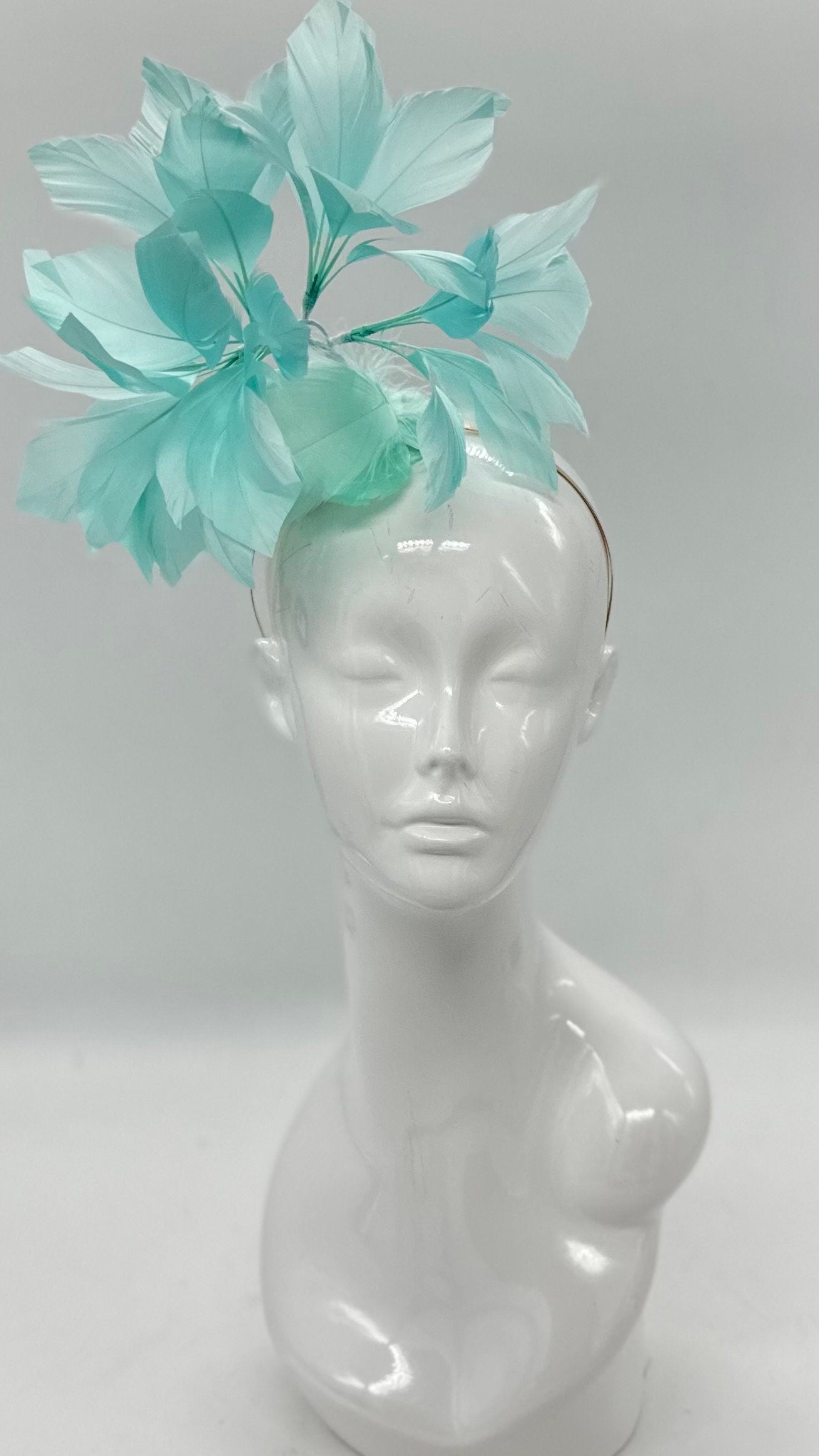 Turquoise blue feather Derby Fascinator, Kentucky Derby Hat Alternative, Kentucky derby hat (SILVER LINE, multiple color options available)