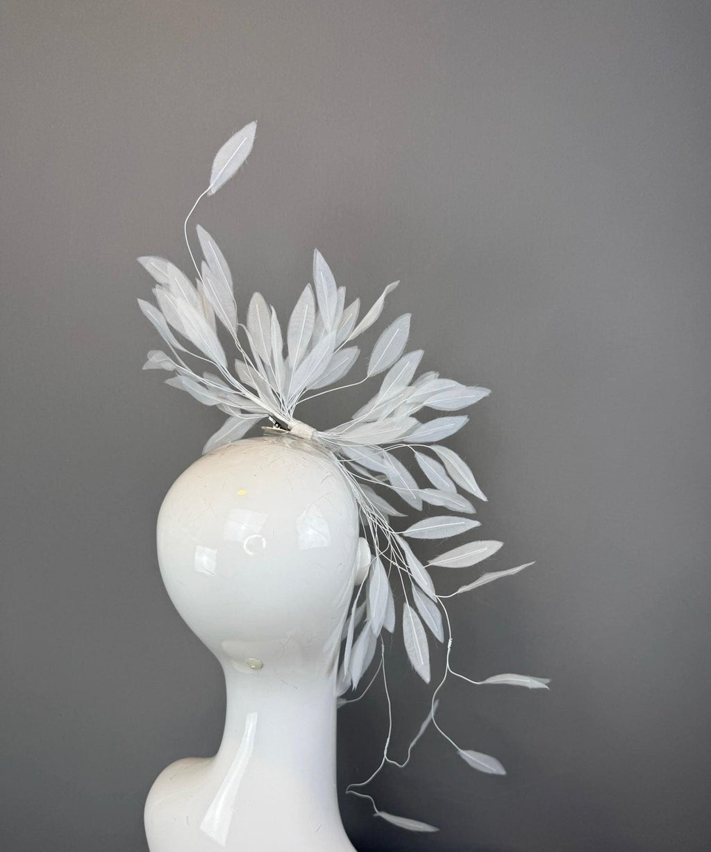 Kentucky Derby Fascinator Hat | White feather Headpiece | Derbyologie