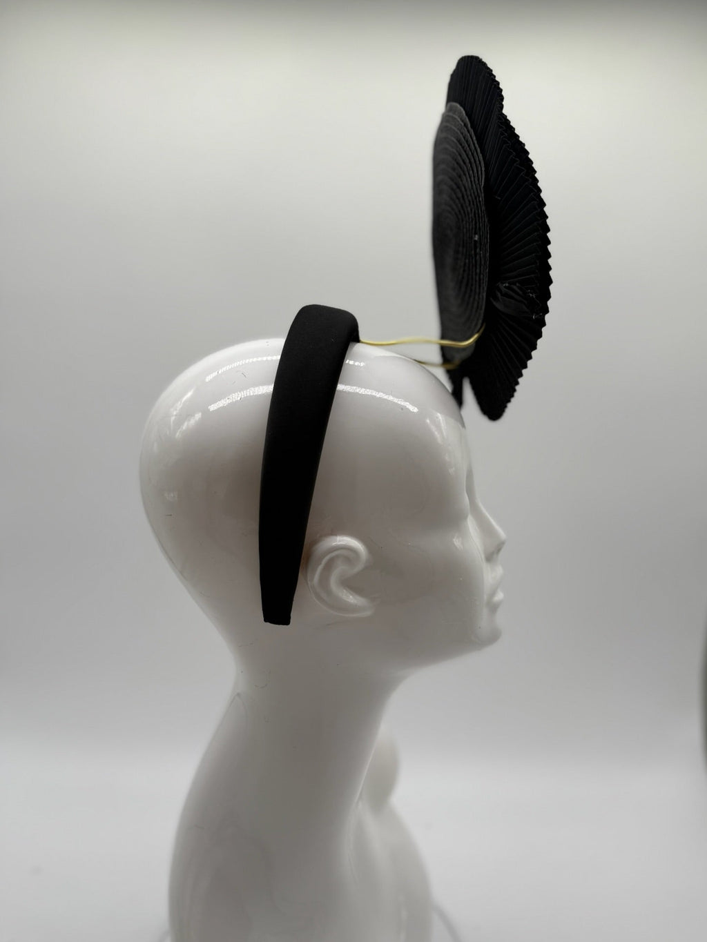 Black Kentucky Derby fascinator, Derby Hat Alternative (GOLD LINE)