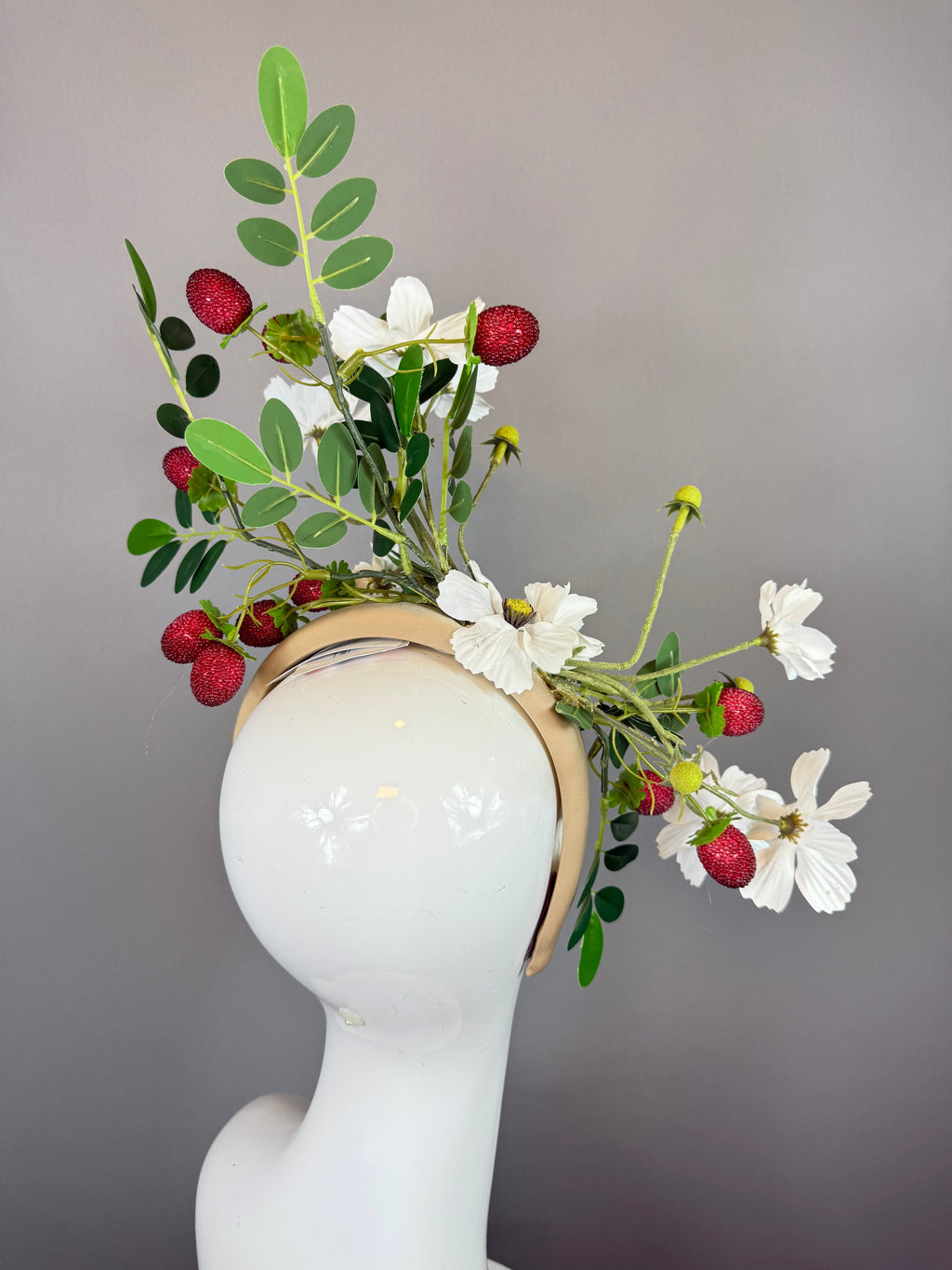 Kentucky Derby Fascinator Hat | Strawberry Flower Headpiece | Derbyologie