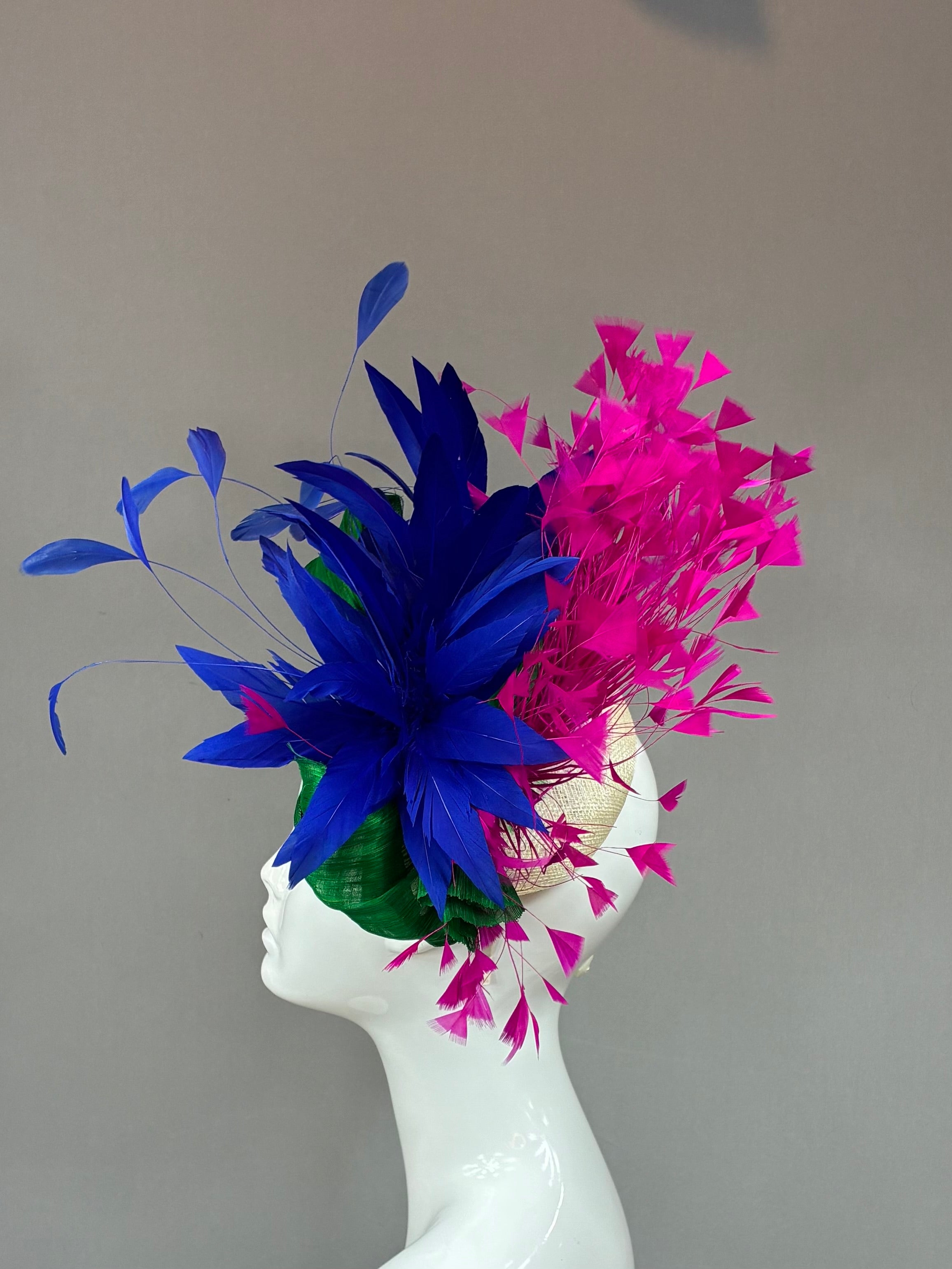 Kentucky Derby Fascinator Hat | fuchsia, blue, and green Headband Hat | Derbyologie