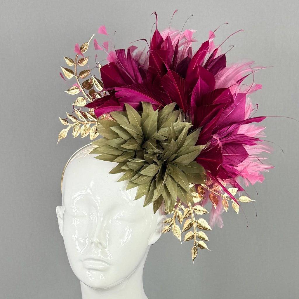 Kentucky Derby Fascinator Hat | Pink, Mauve, Green and Gold | Derbyologie