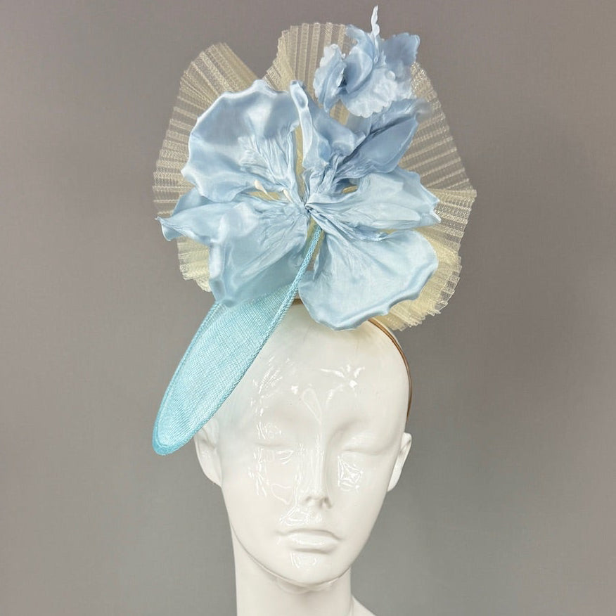 Kentucky Derby Fascinator Hat |Oversized blue silk peony Headpiece | Derbyologie
