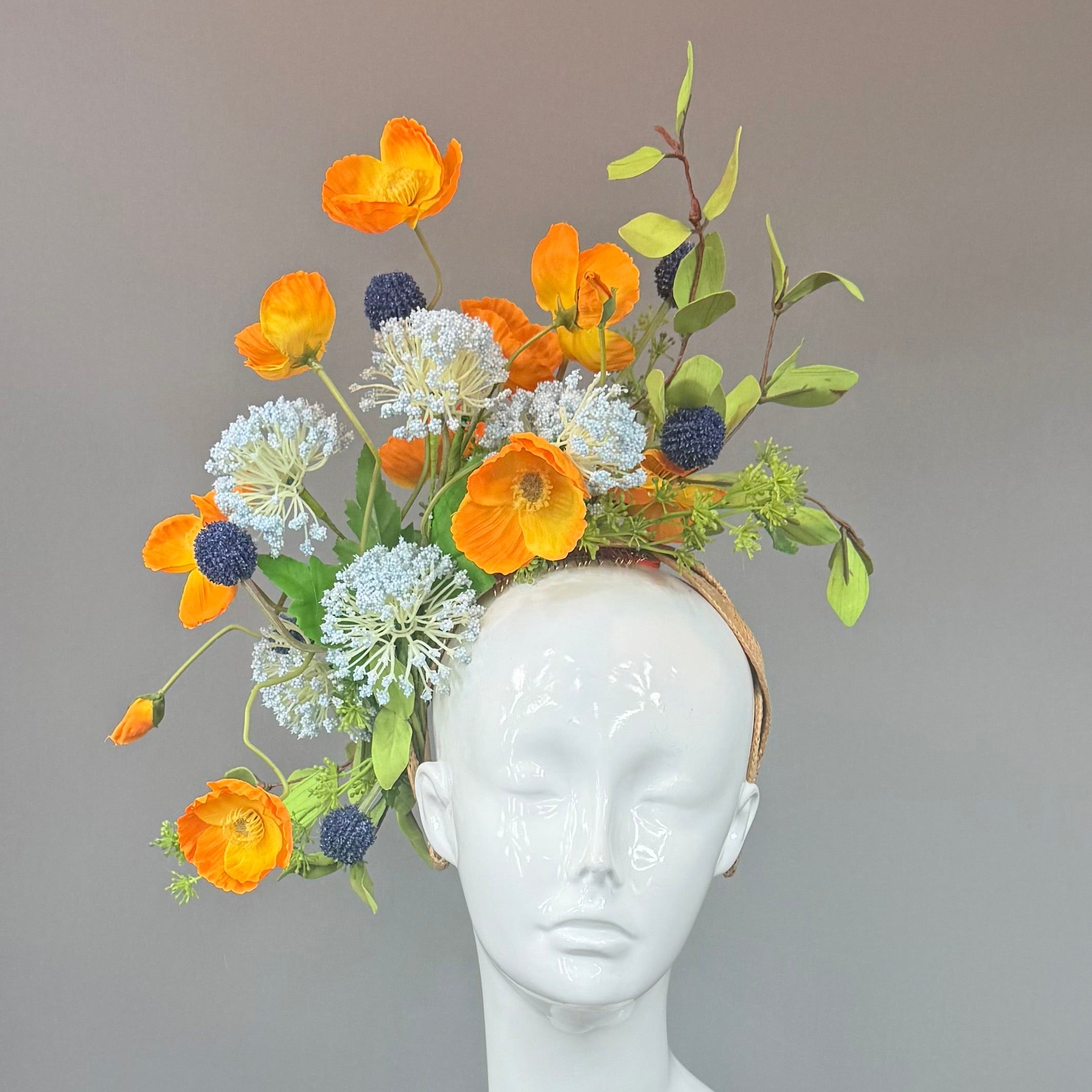 Kentucky Derby Fascinator Hat | Orange, Blue & Green Hat | Derbyologie