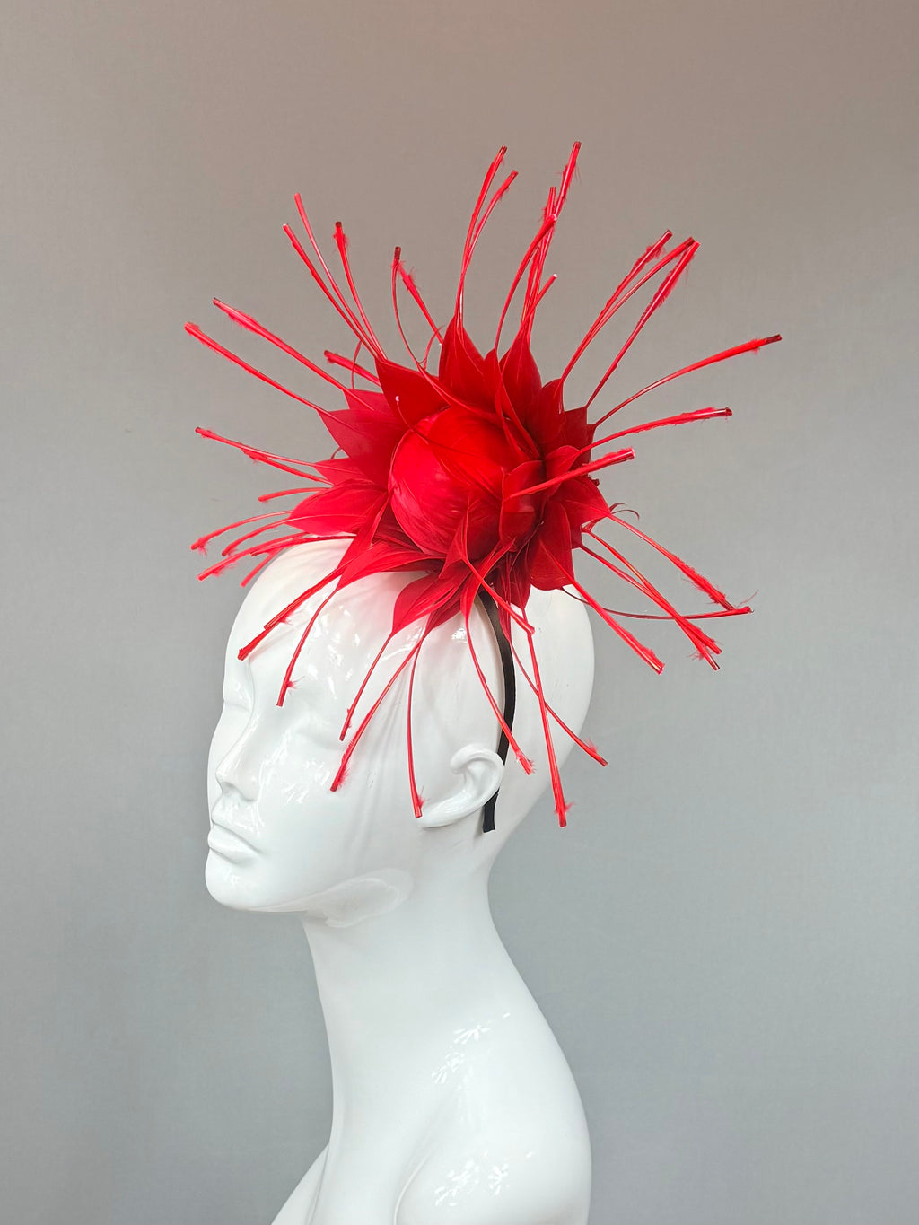 Kentucky Derby Fascinator Hat | Red Feather Hat | Derbyologie