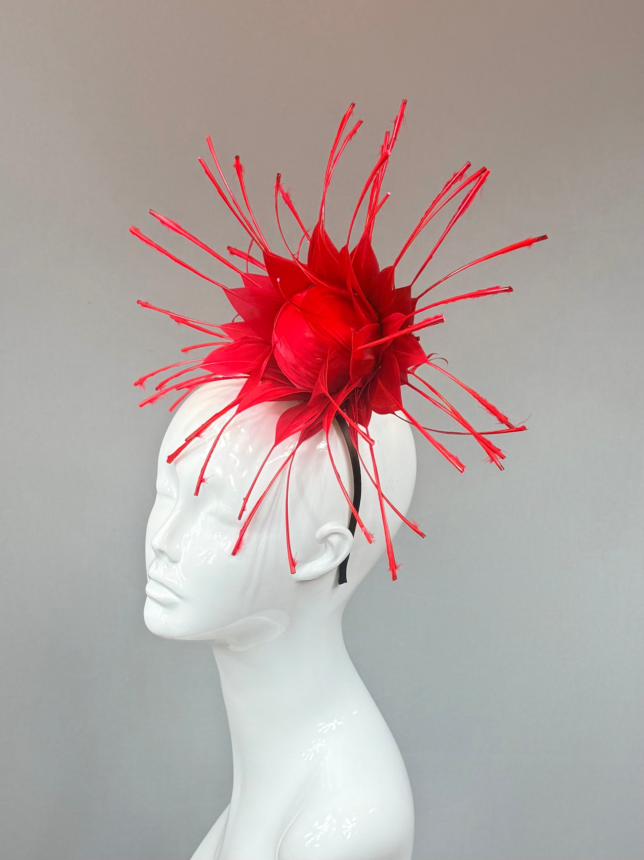 Kentucky Derby Fascinator Hat | Red Feather Hat | Derbyologie