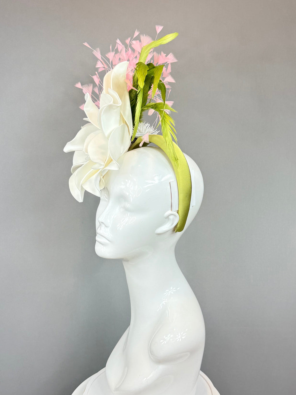 Kentucky Derby Fascinator Hat | White and Pink Flower Hat | Derbyologie