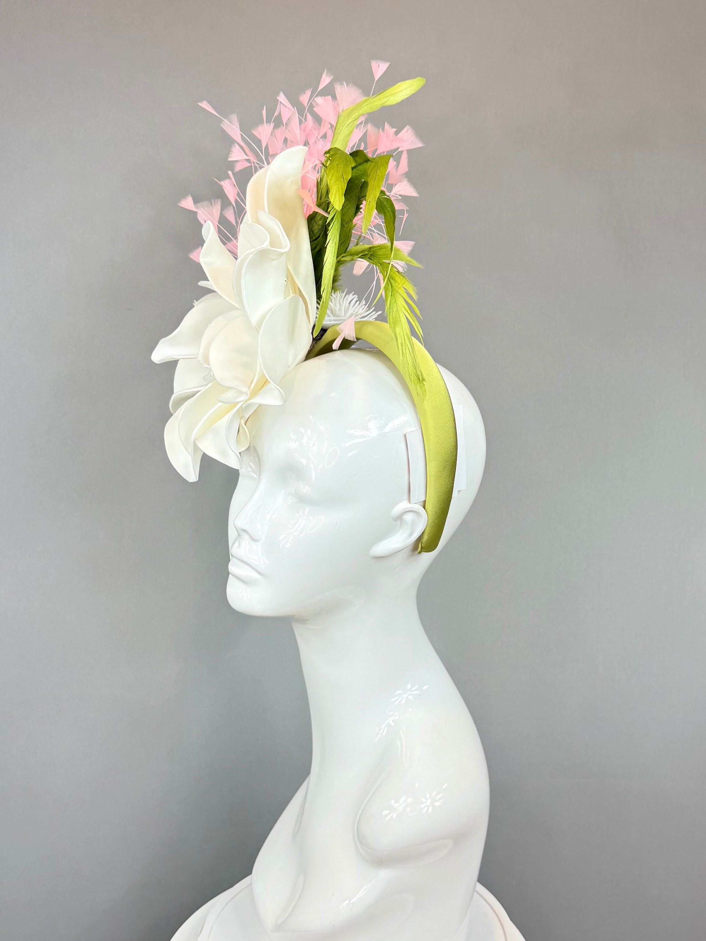 Kentucky Derby Fascinator Hat | White and Pink Flower Hat | Derbyologie