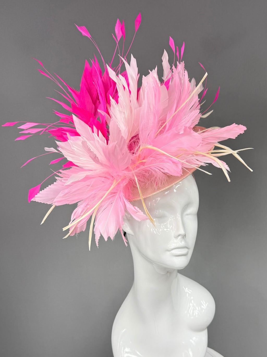 Kentucky Derby Fascinator Hat | Light and hot pink feathered Headpiece | Derbyologie