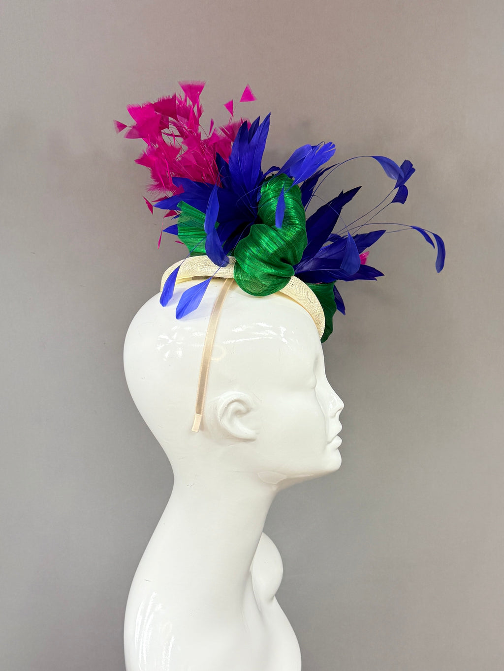Kentucky Derby Fascinator Hat | fuchsia, blue, and green Headband Hat | Derbyologie