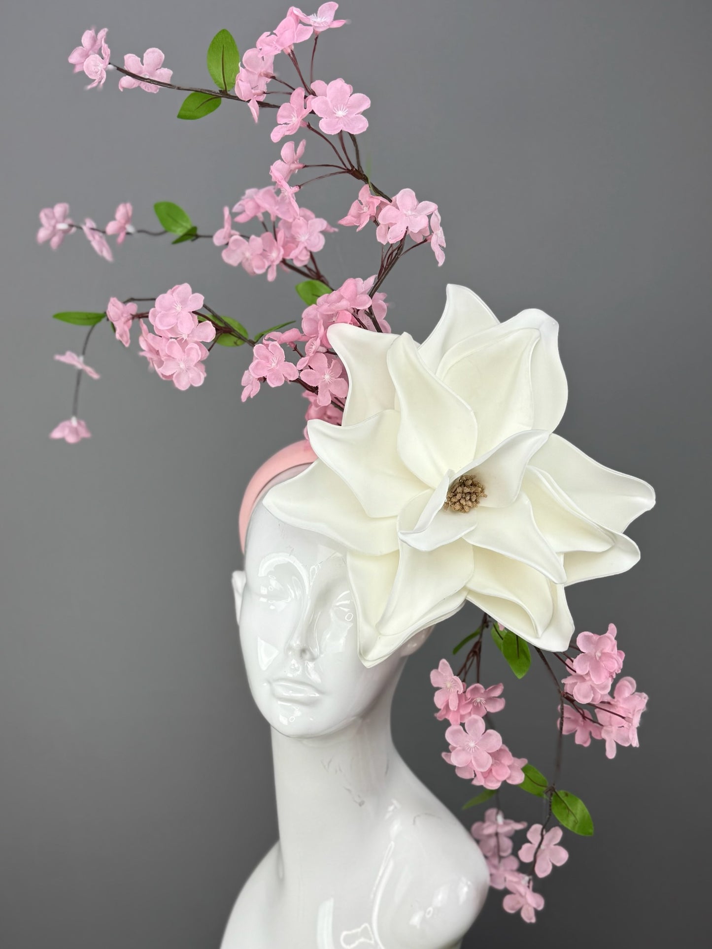 Pink and White Kentucky Derby fascinator, Derby Hat Alternative (GOLD LINE)